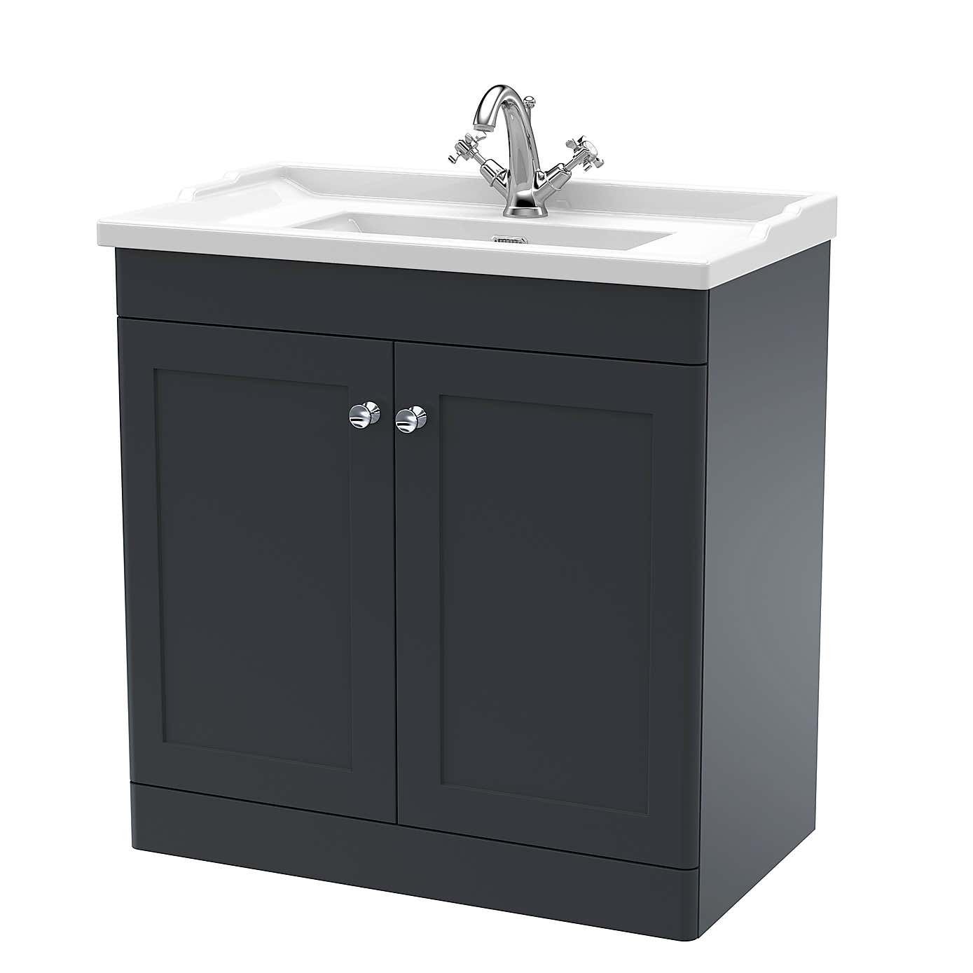 Classique Floor Standing 2 Door Vanity Unit with Ceramic Basin