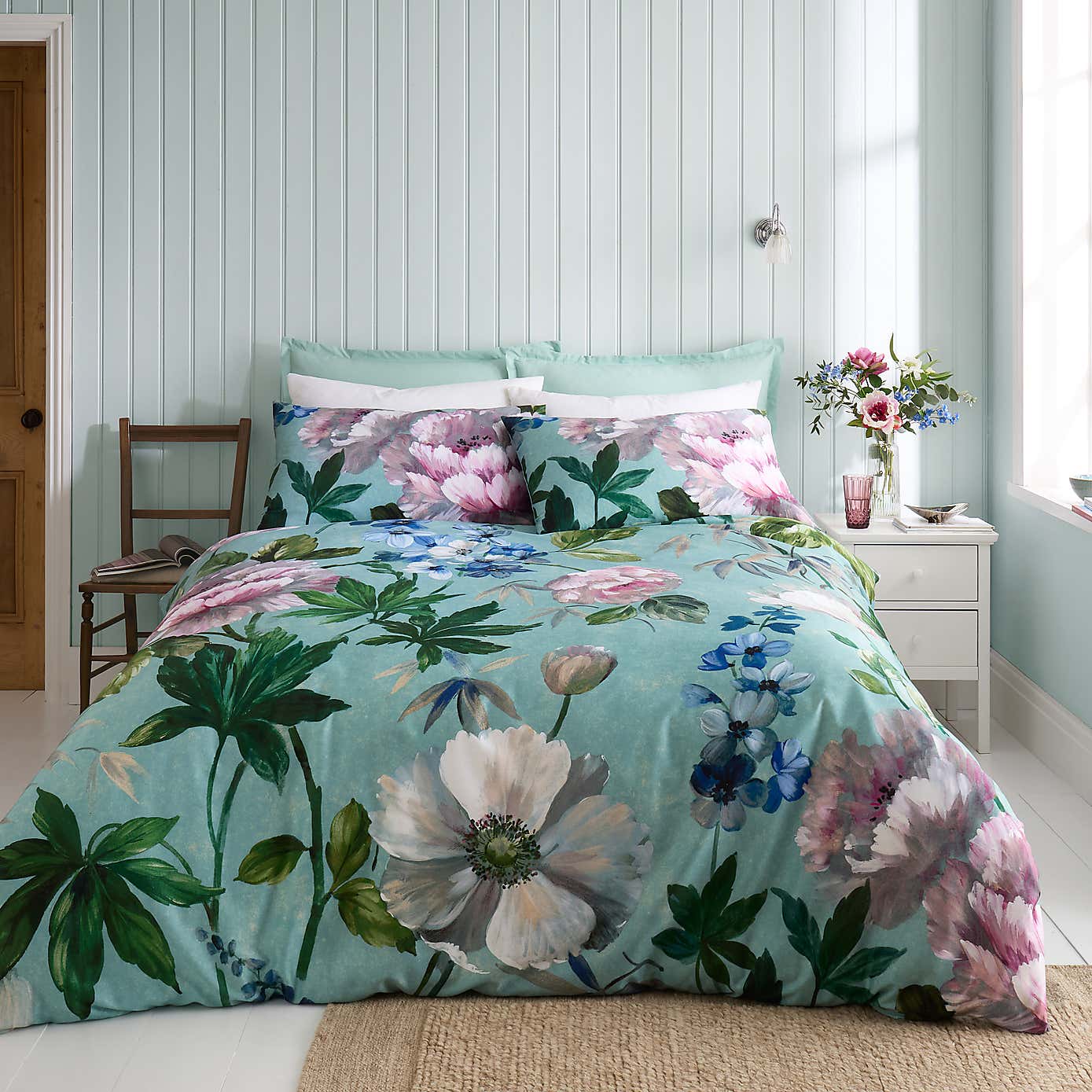 Amiri Blooms 180 Thread Count Cotton Sateen Duvet Cover & Pillowcase Set