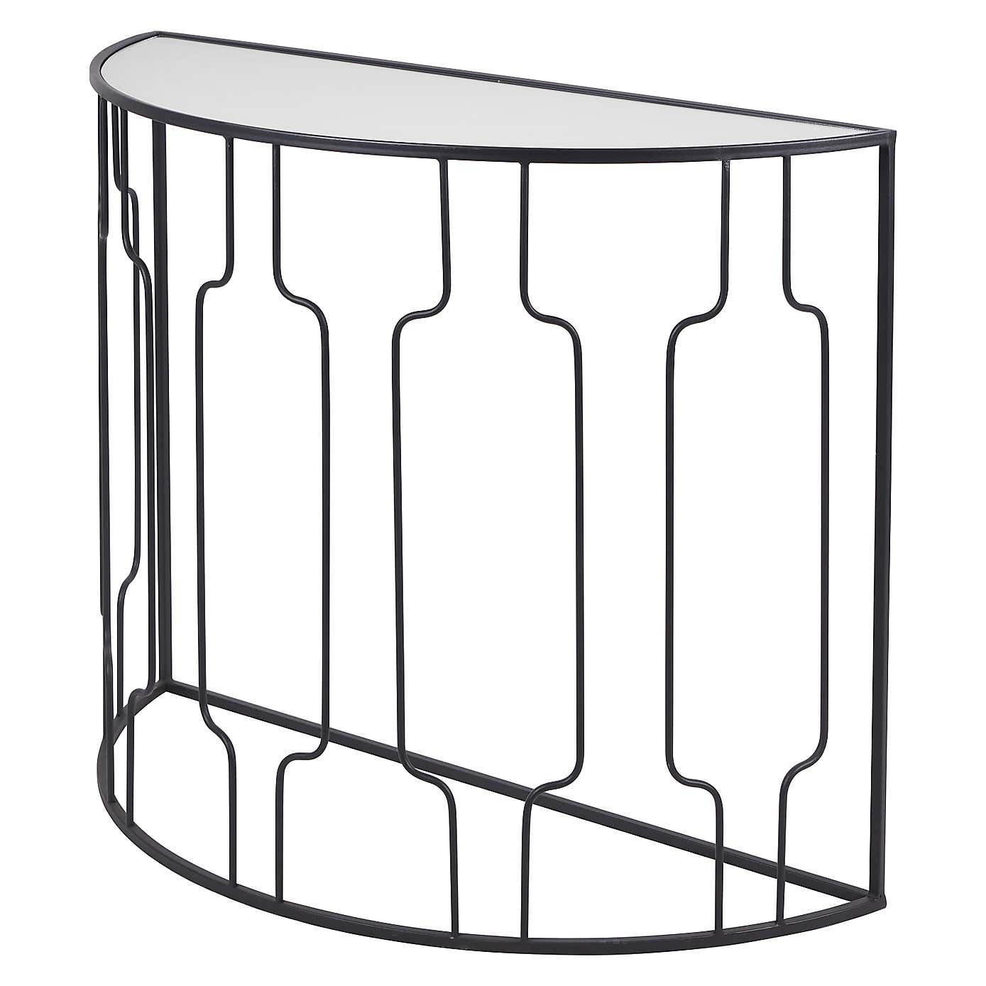 Caprisse Mirrored Glass Half Moon Console Table
