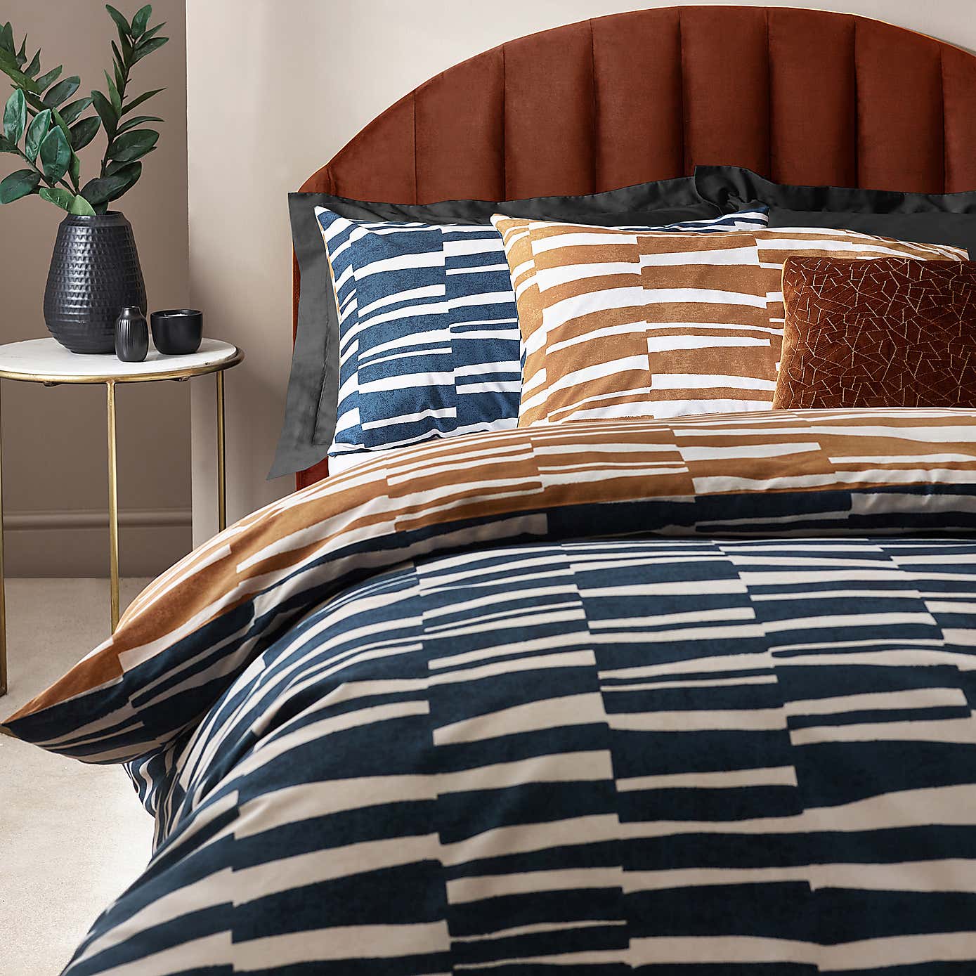 Hoem Piper Cotton Rich Dusk Duvet Cover & Pillowcase Set