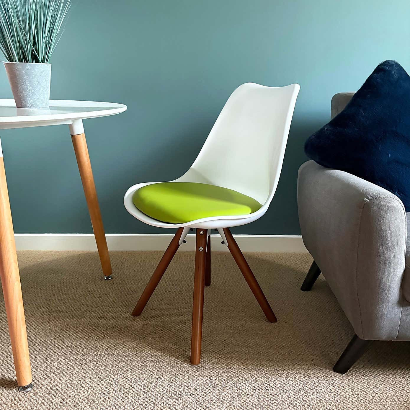 Fusion Living Soho White Plastic Dining Chair with Pyramid Legs