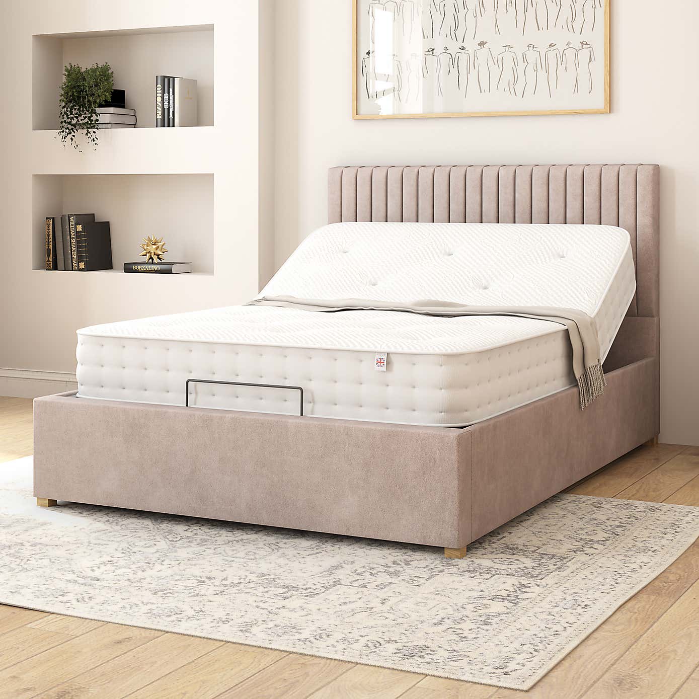 Grant Plush Velvet Adjustable Bed