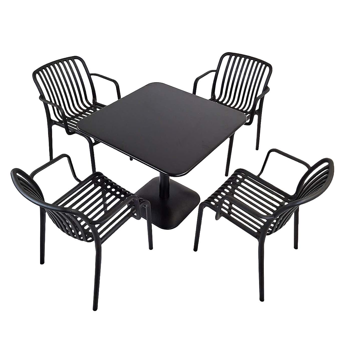 Modura Albin Square Table with 4 Alma Armchairs