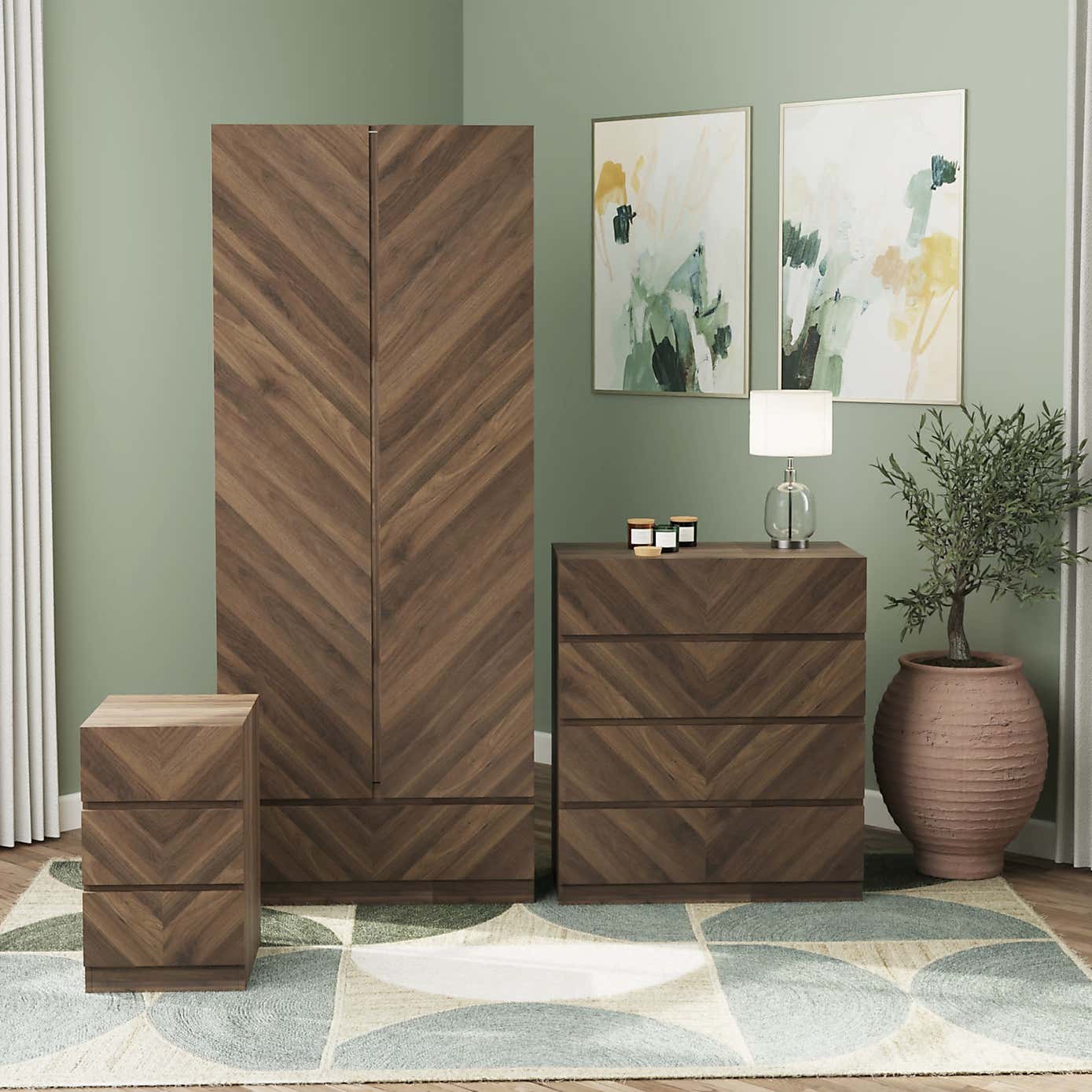 Taranto 3 Piece Bedroom Set Euro Oak