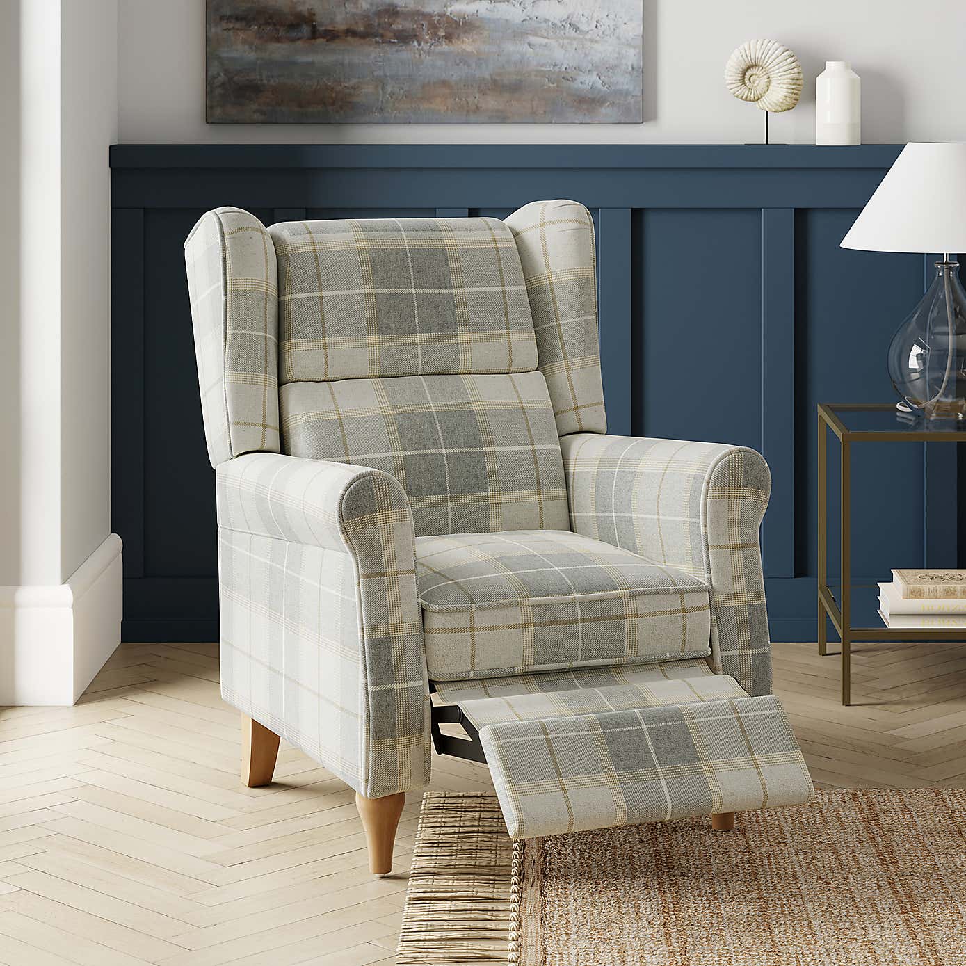 Oswald Padded Pushback Check Armchair