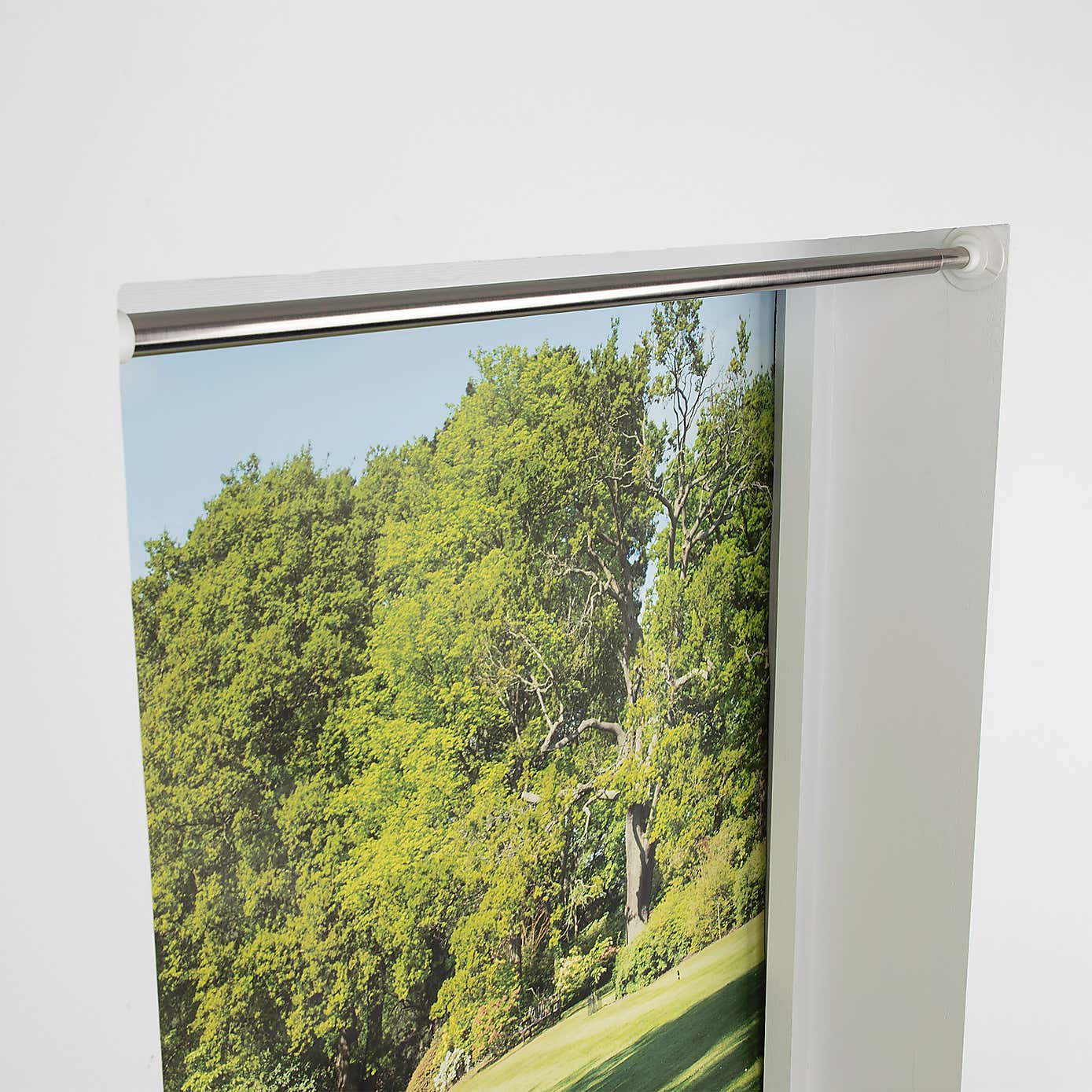 Easy Fit 60 Second Satin Silver Extendable Tension Curtain Pole Dia. 19/22mm