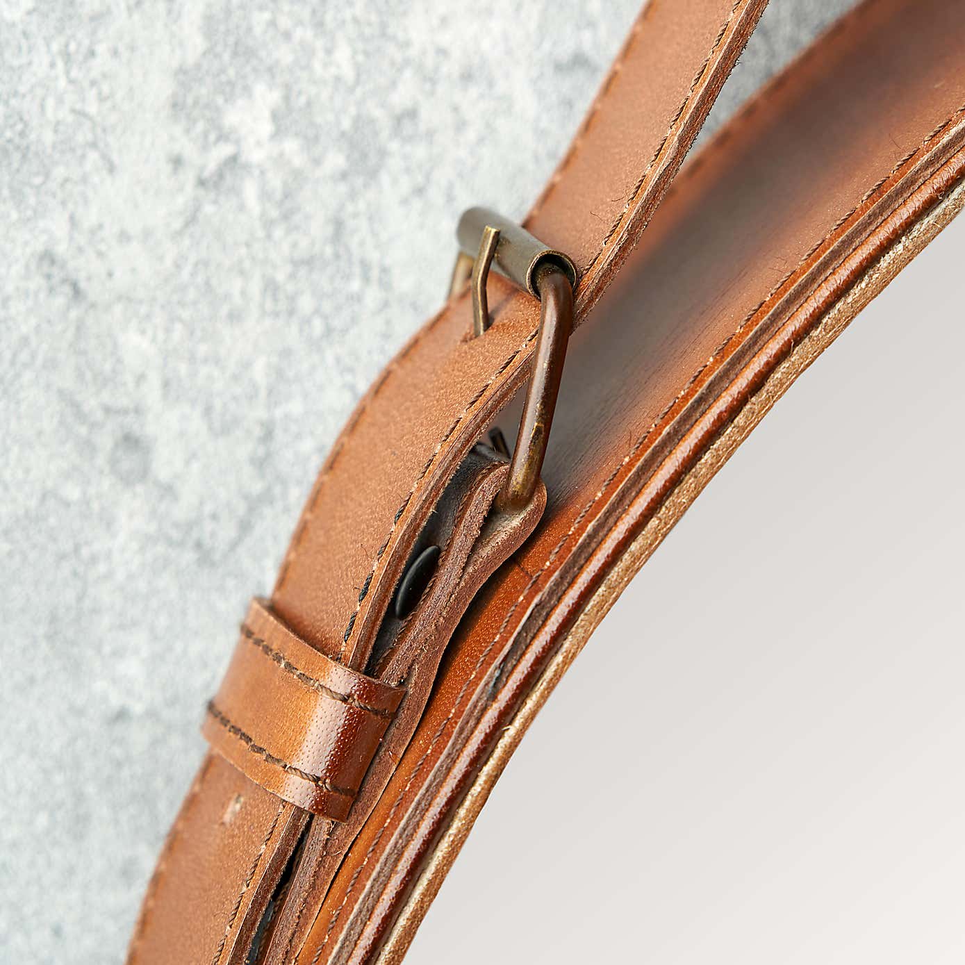 Leather Round Wall Mirror