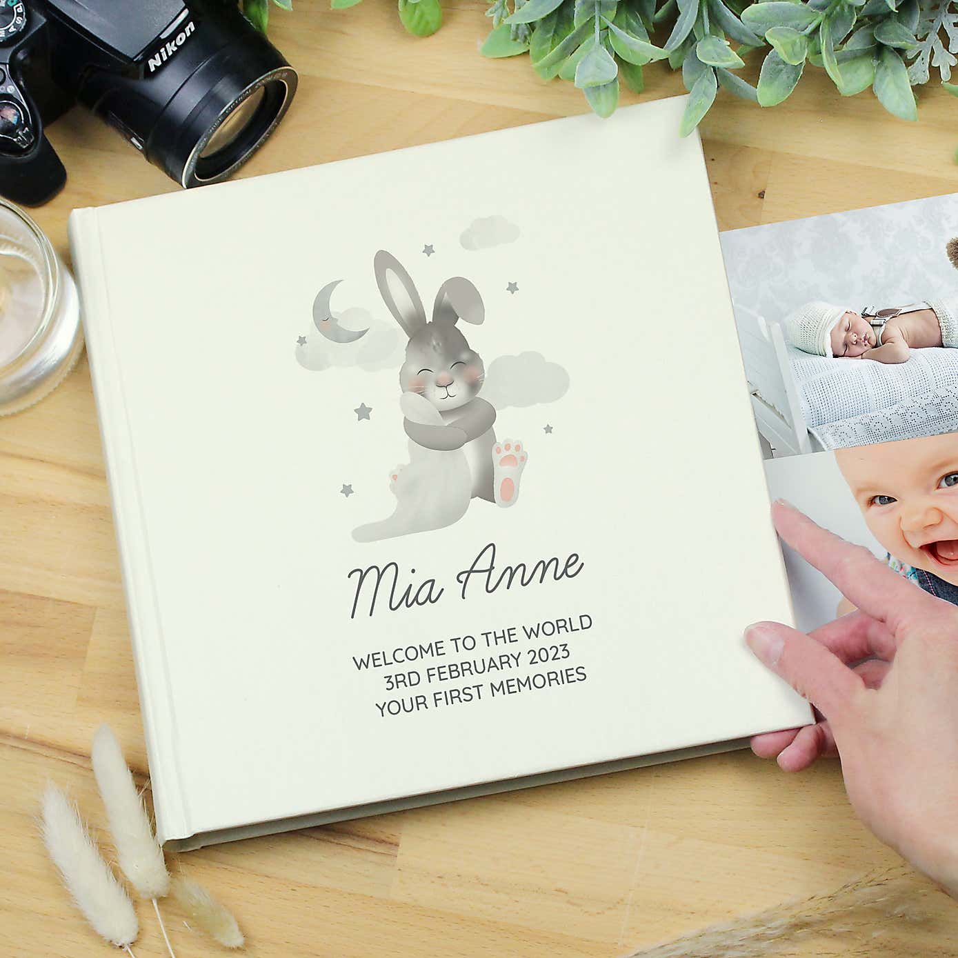 Personalised Baby Bunny Square Photo Album