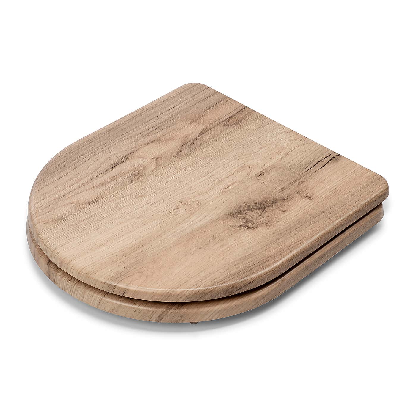 Croydex Verese Grey Oak Effect Flexi Fix D Shape Toilet Seat