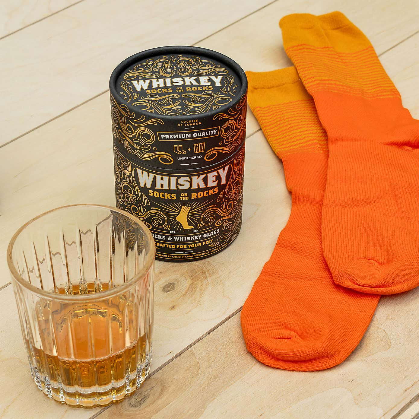Luckies Socks On The Rocks Glass and Socks Gift Set