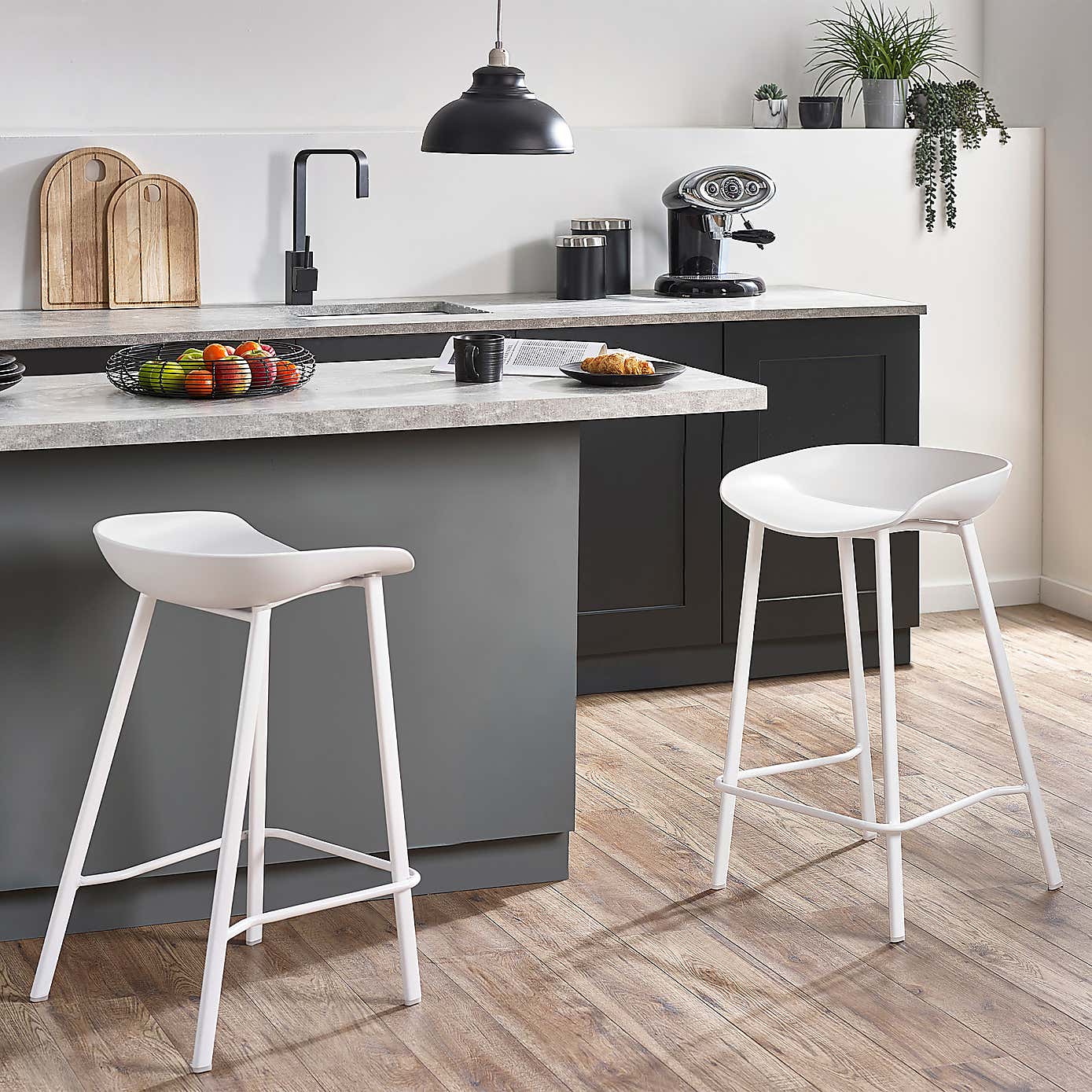 Renzo Set Of 2 Bar Stools, Metal