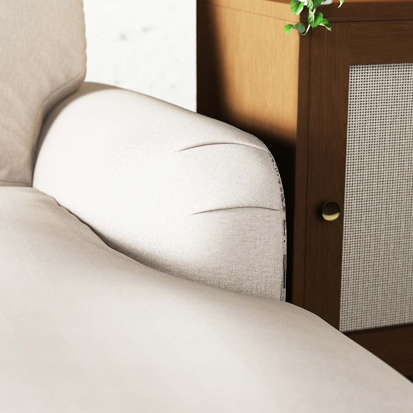 Martha Slub Faux Linen Corner Chaise Sofa