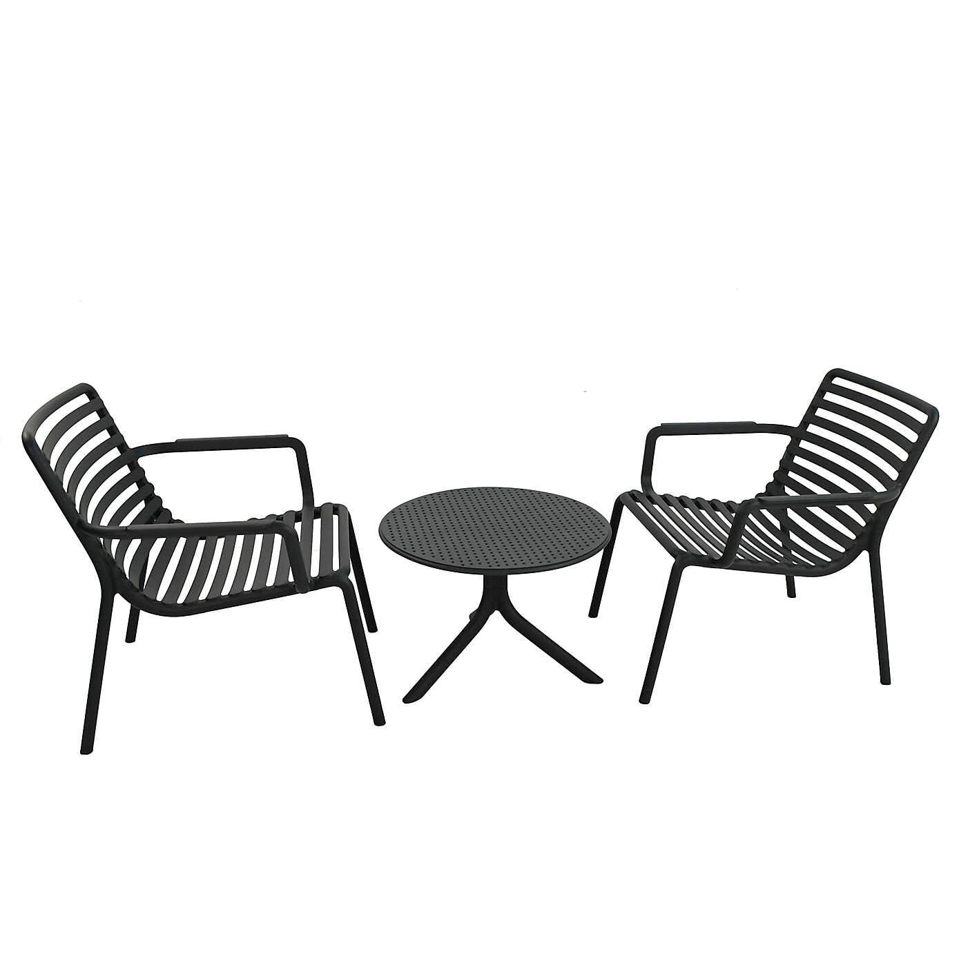 Nardi Step Low Round Table with 2 Doga Relax Chairs