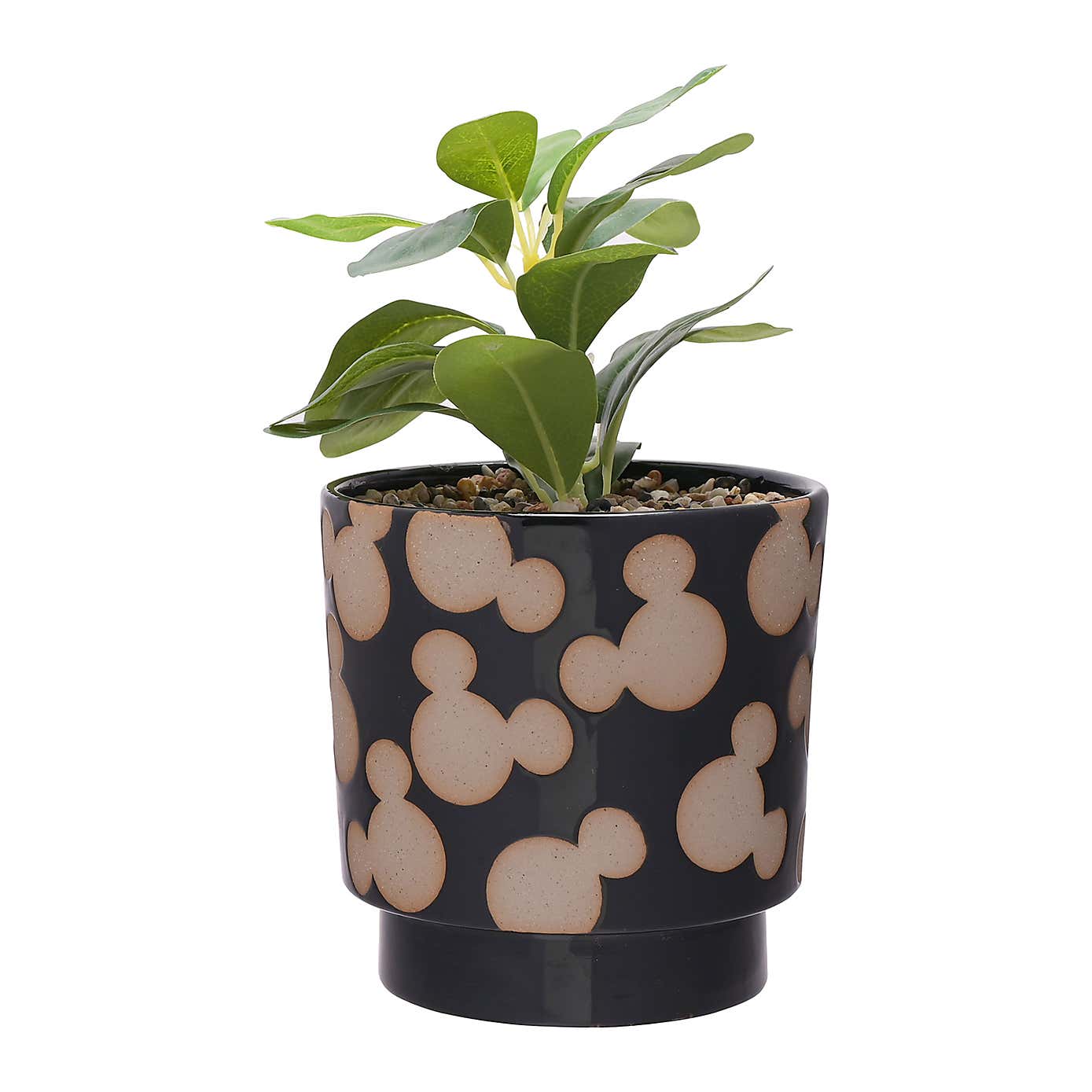 Artificial Plant in Disney Mickey Mouse Black Ceramic Plant Pot