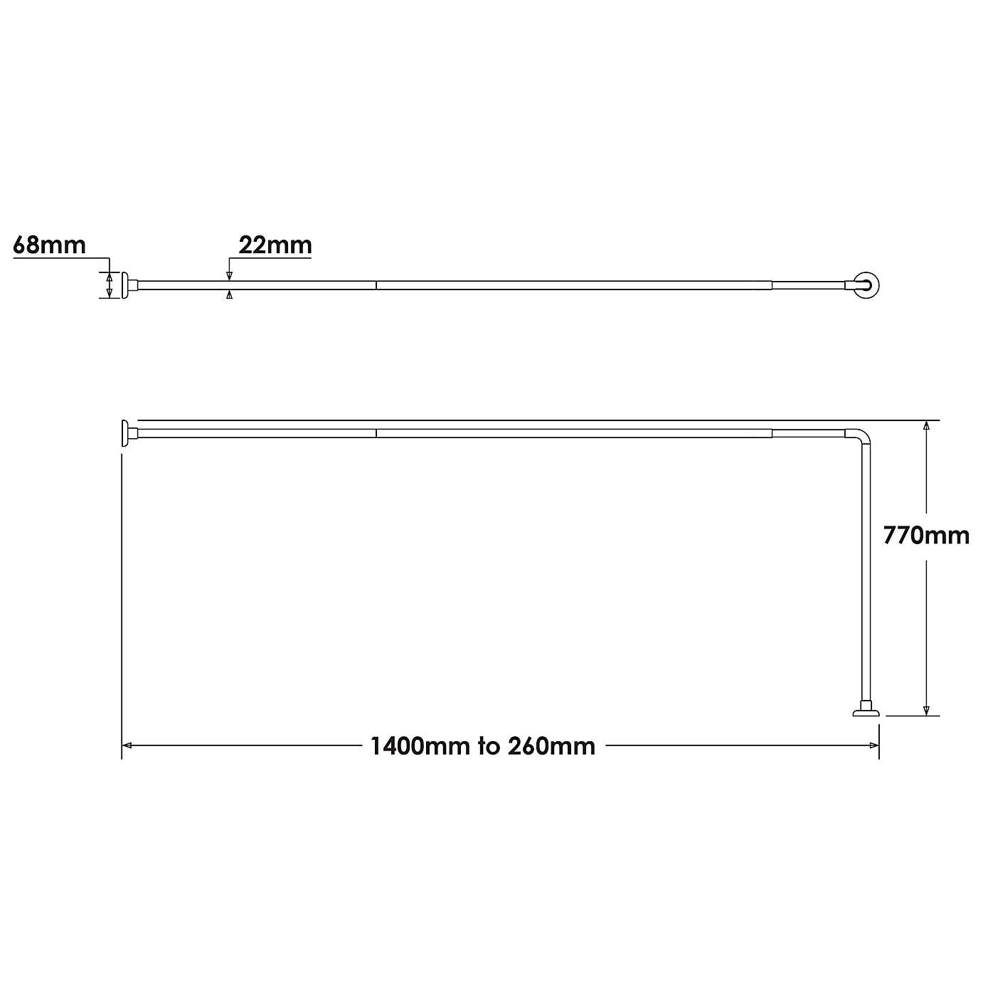 L-Shaped Extendable Shower Rail