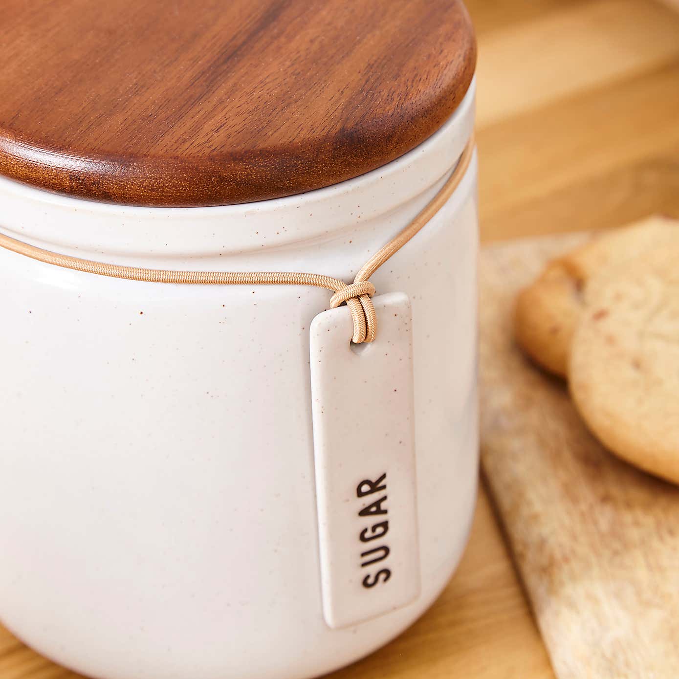 Elements Cream Speckled Hang Tag Tea Canister