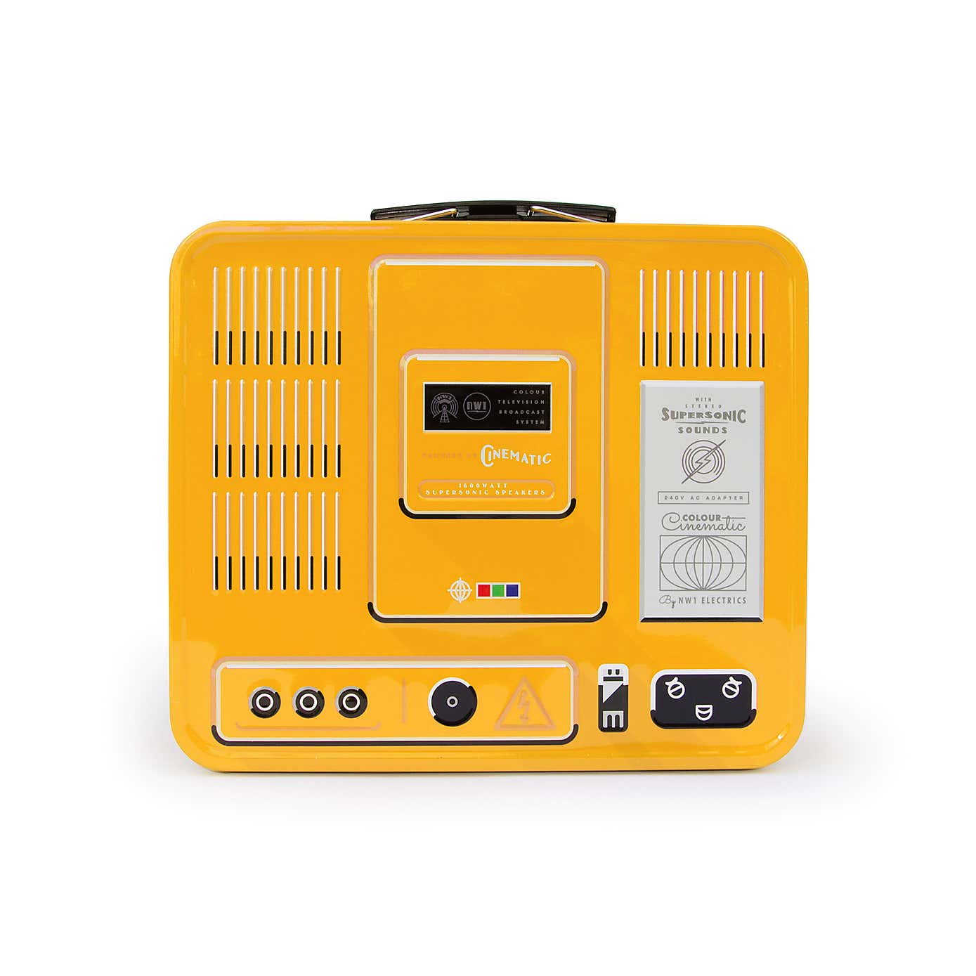 Space Yellow TV Metal Lunch Box