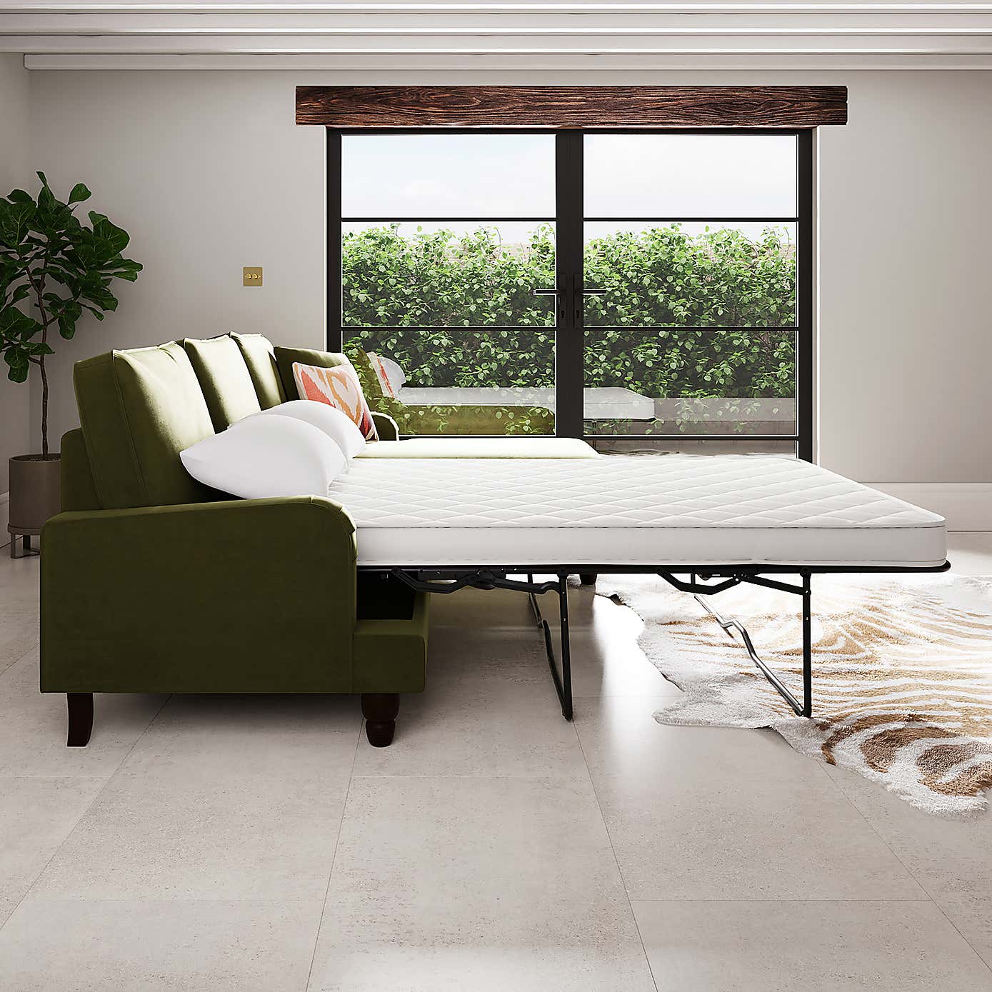 Beatrice Matte Velvet 4 Seater Corner Chaise Double Sofa Bed