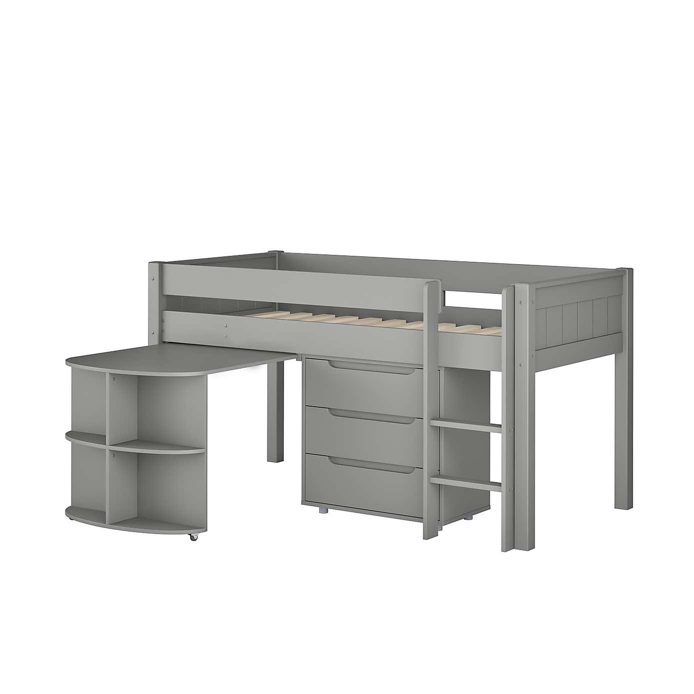 Stompa Classic Midsleeper With Pull Out Desk And 3 Drawer Chest