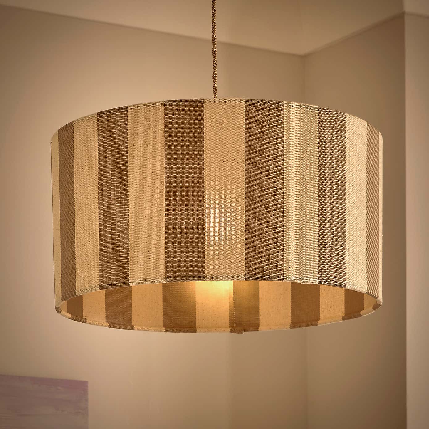 Beatrice Stripe Shallow Drum Lamp Shade
