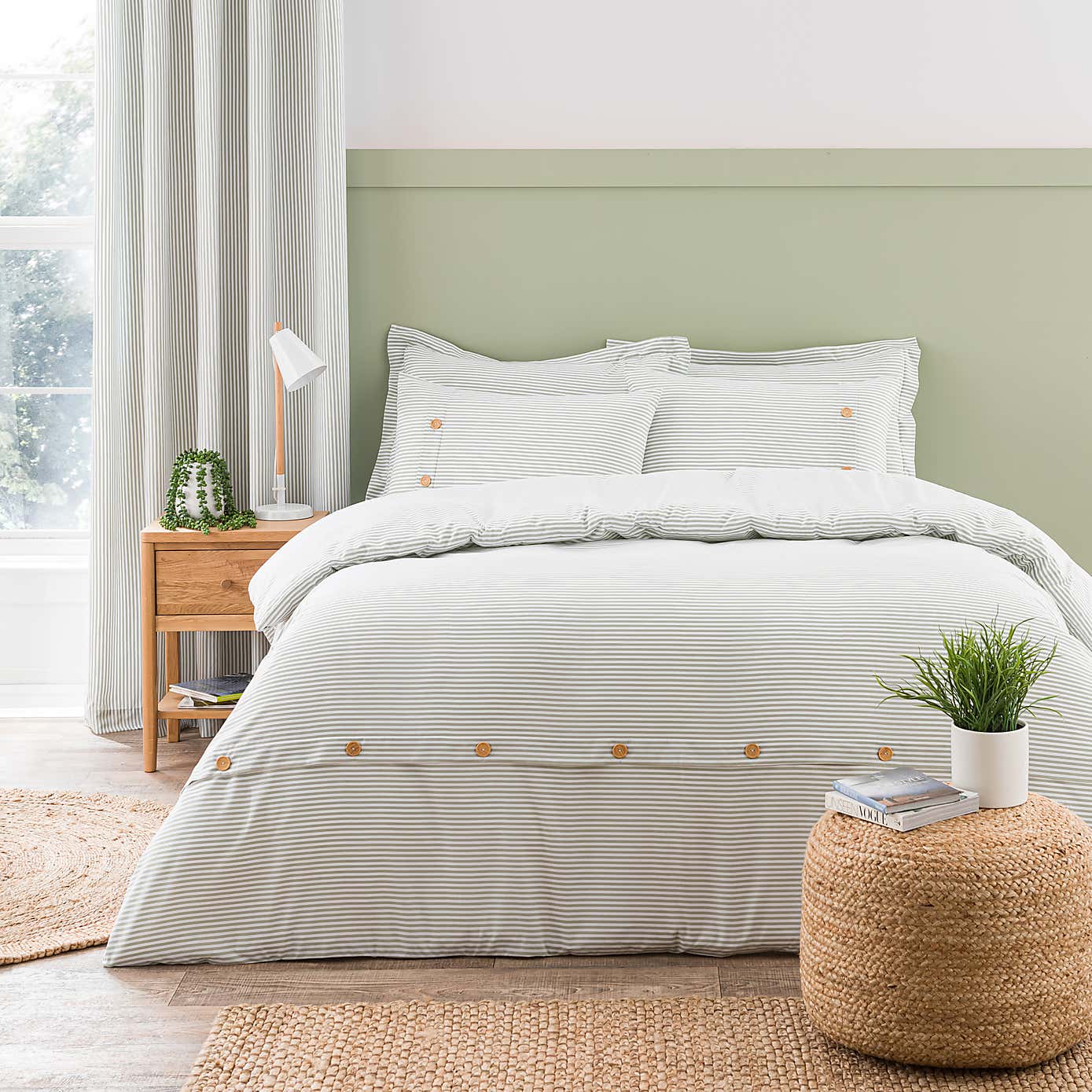 Khai Stripe Sage Oxford Pillowcase