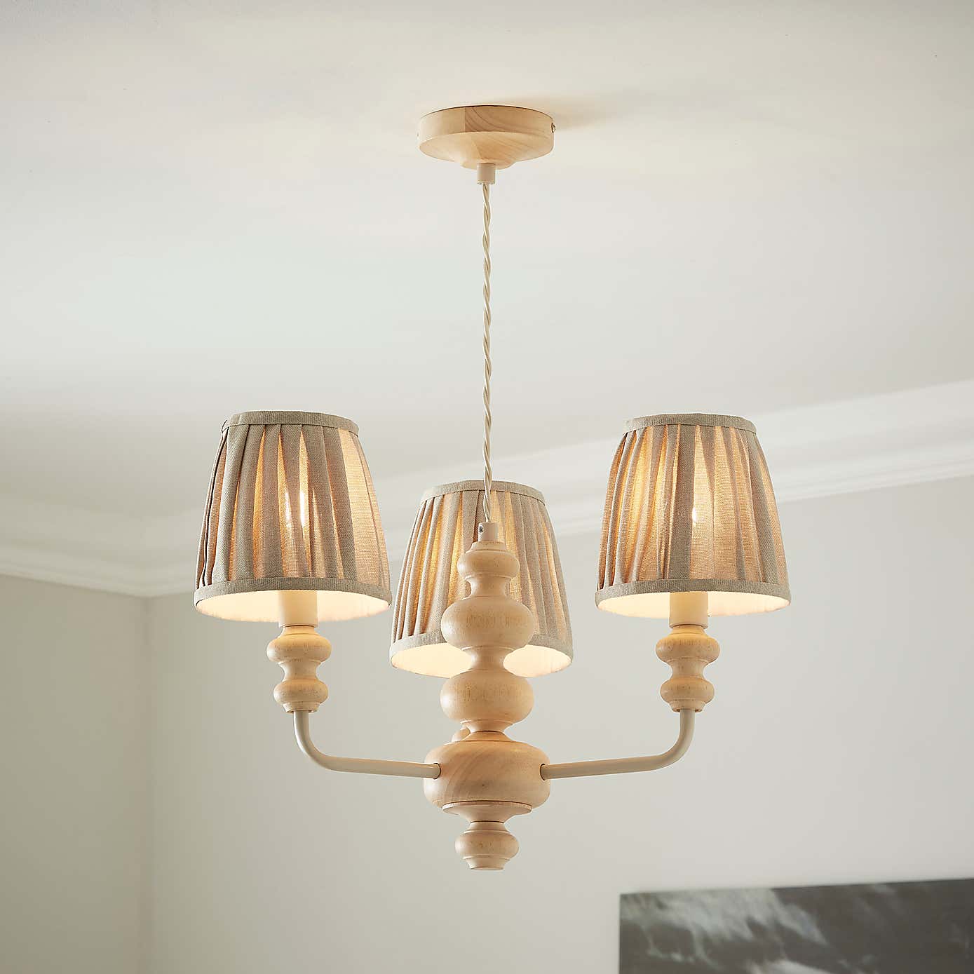 Bobby Pleated Adjustable Semi Flush Candlestick Chandelier