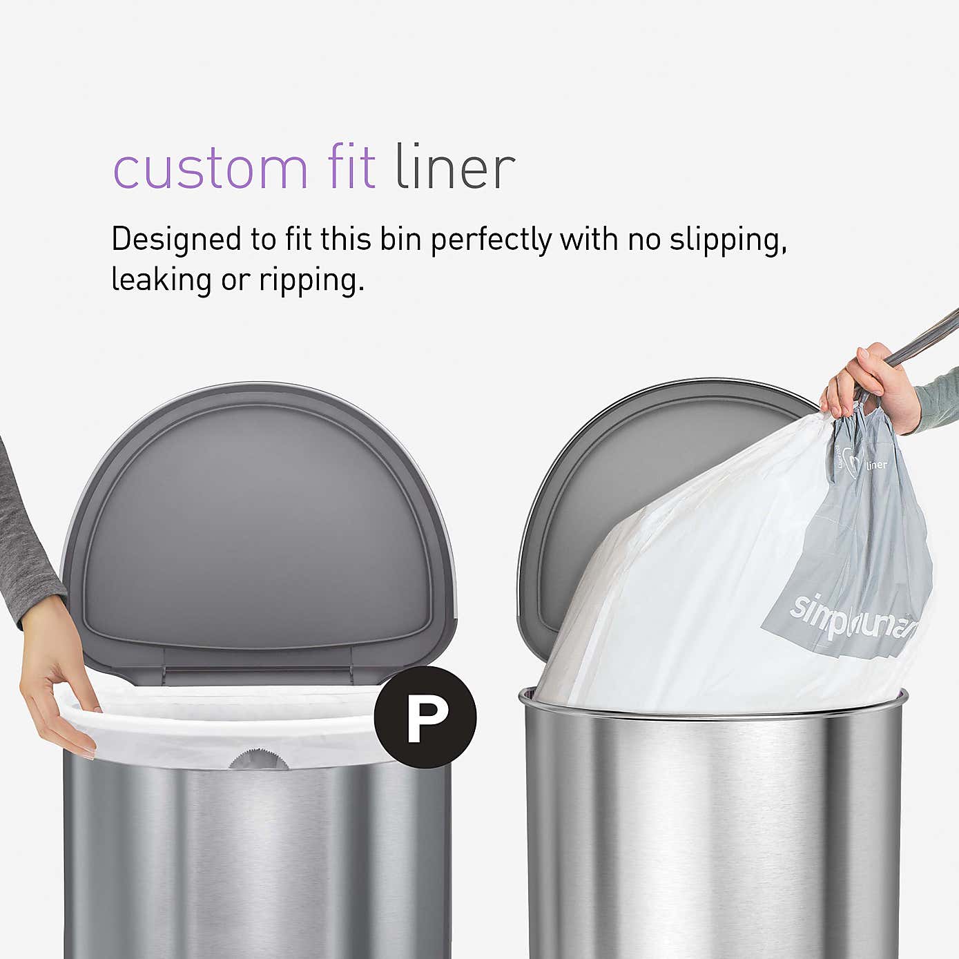 Simple Human 60 Litre Semi Round Stainless Steel Pedal Bin