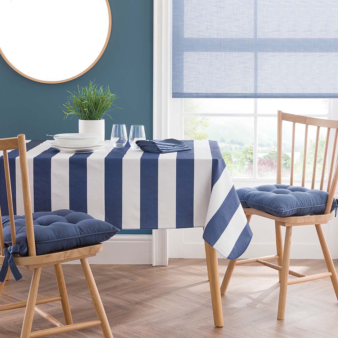 Coastal Stripe PEVA Tablecloth 140x180