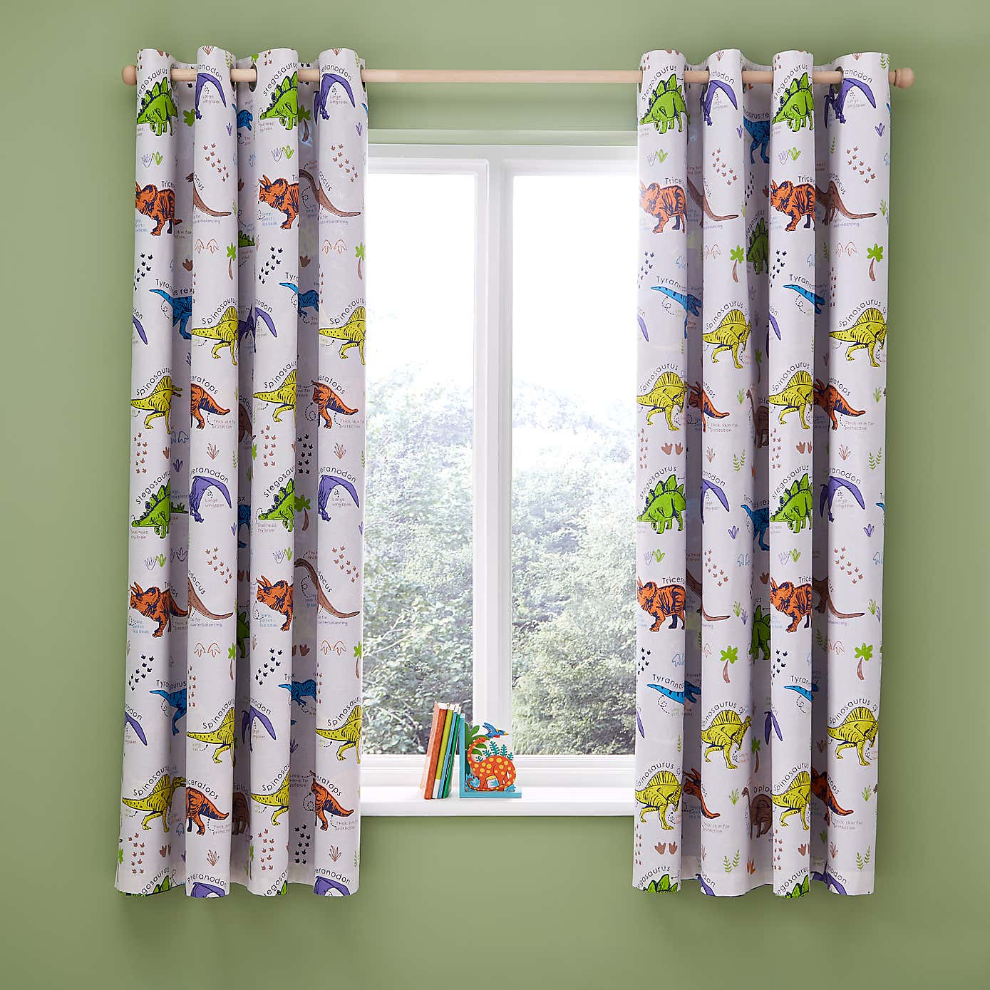 Catherine Lansfield Prehistoric Dinosaurs Blackout Eyelet Curtains