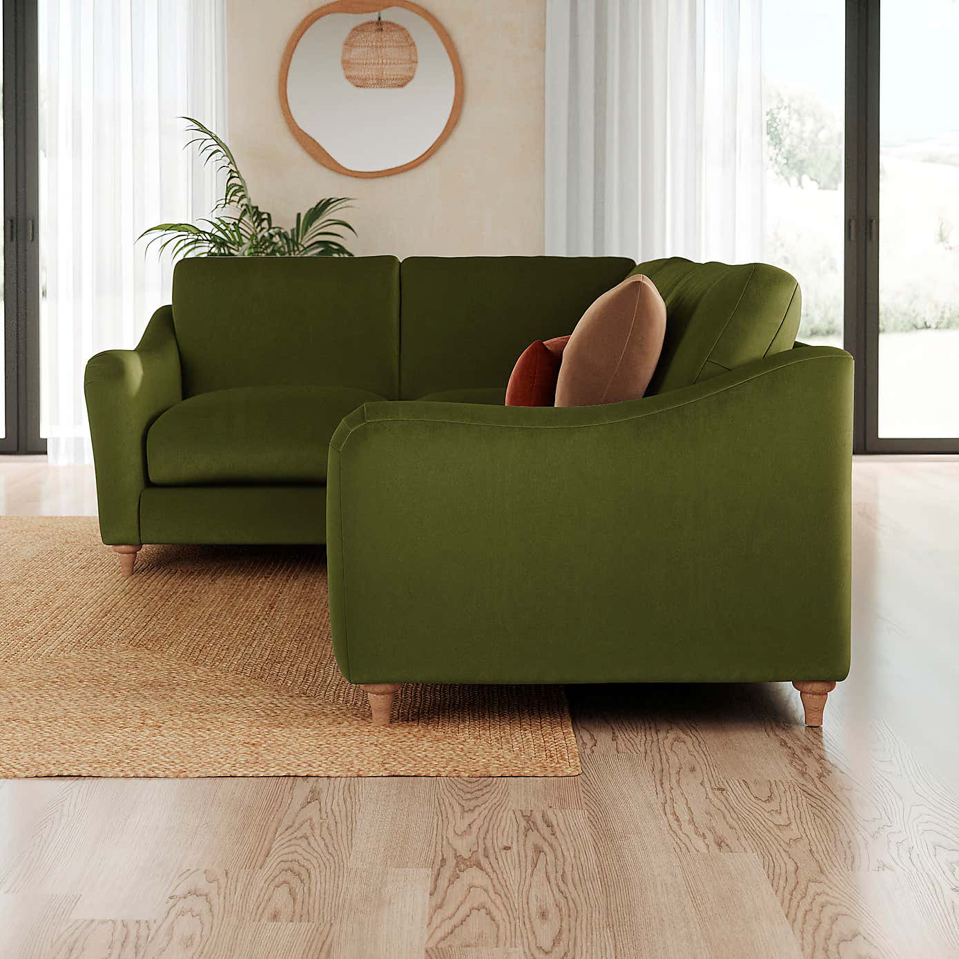 Hattie Matte Plush Velvet Corner Sofa