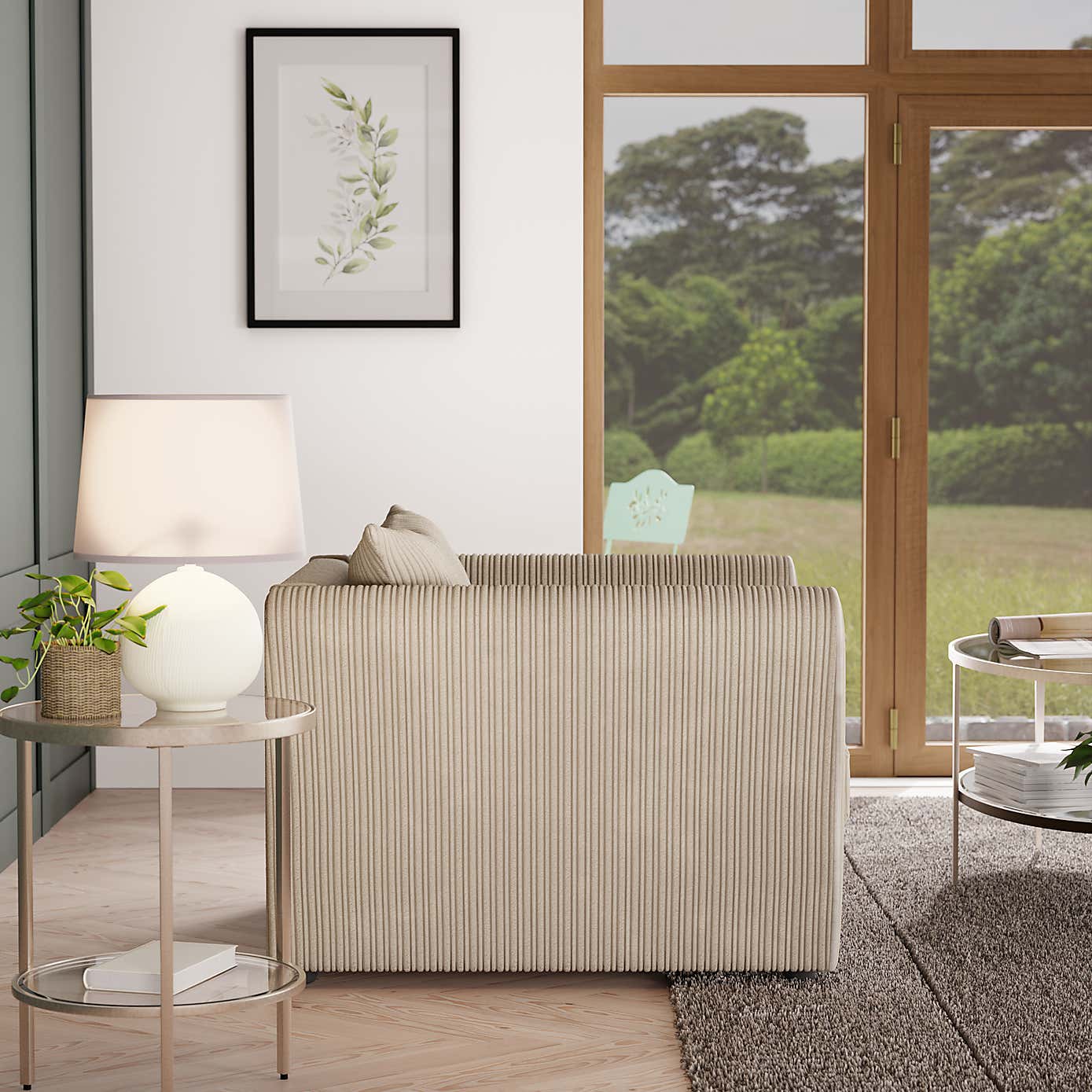 Blake Curved Arm Jumbo Cord Snuggle Chair