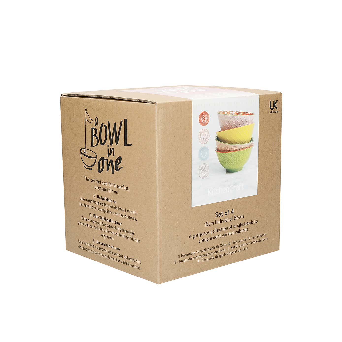 Kitchencraft Set of 4 Multicoloured Ceramic Serving Bowls