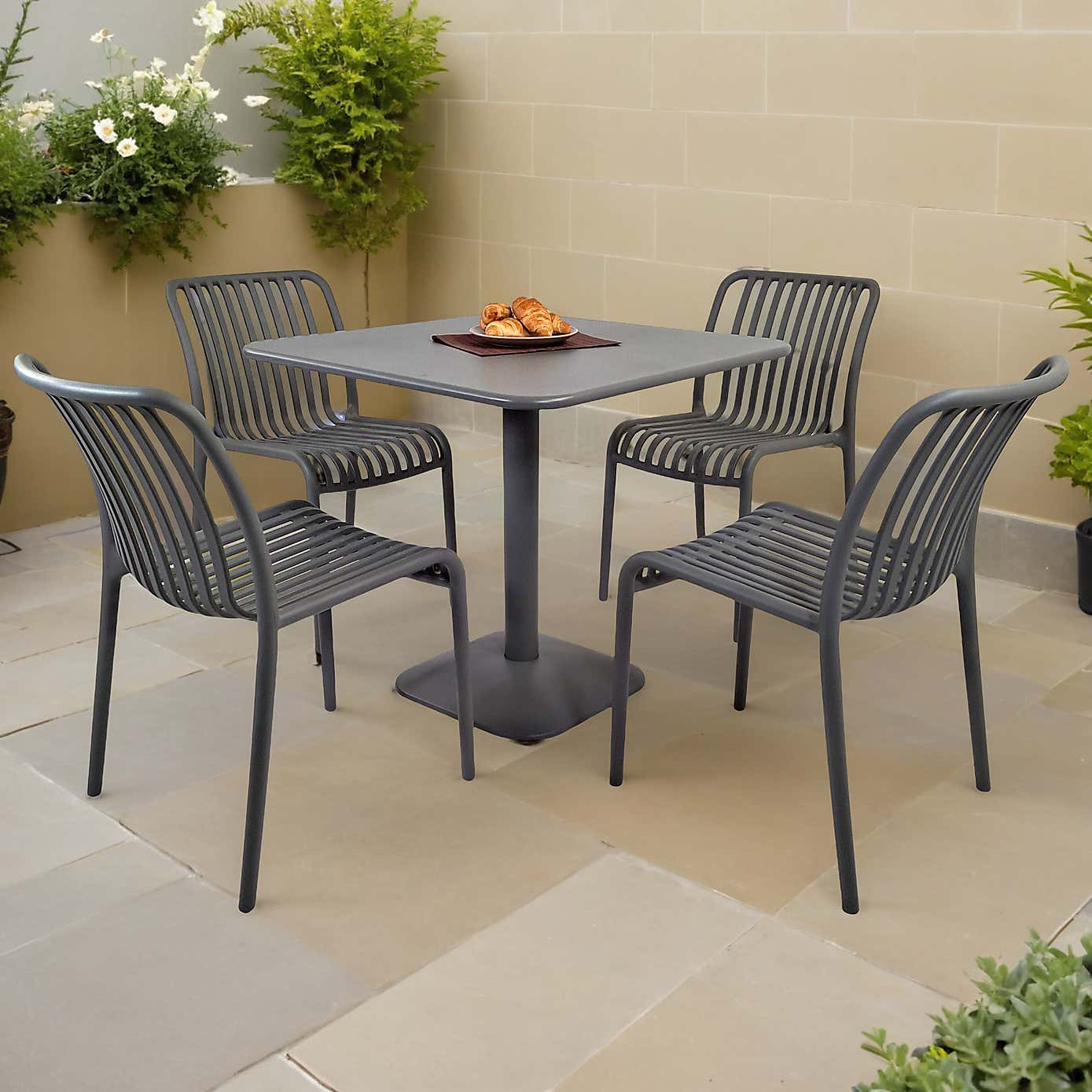 Modura Albin Square Table with 4 Mia Bistro Chairs