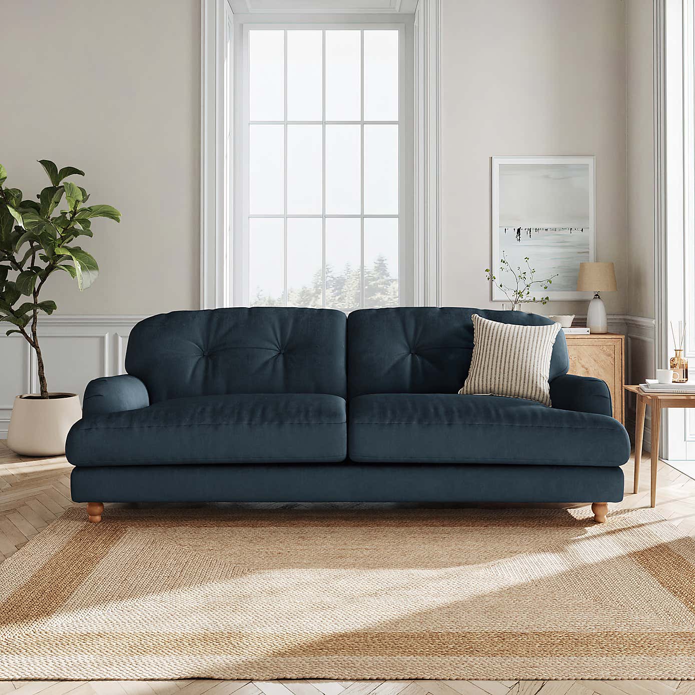 Martha Matte Plush Velvet 4 Seater Sofa