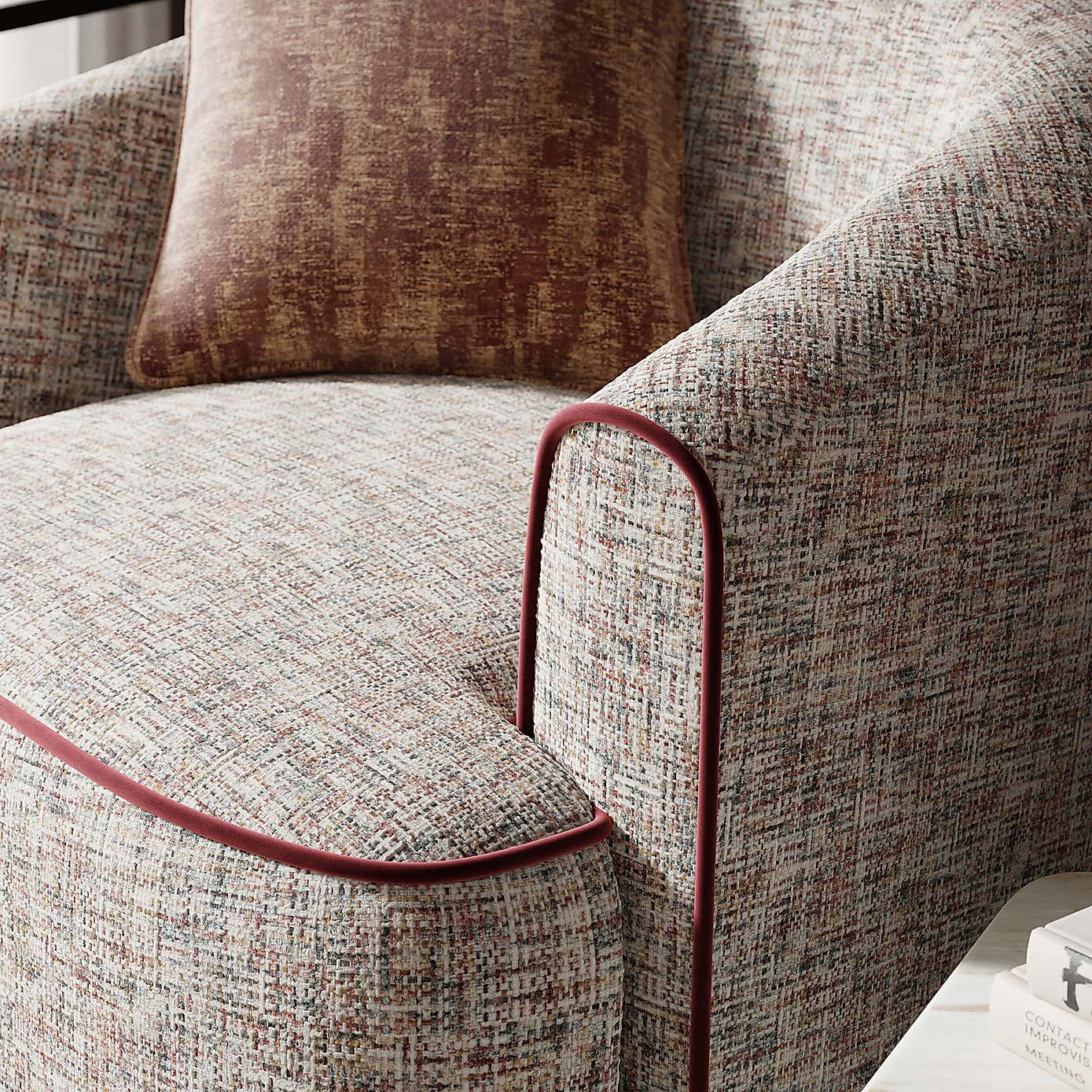 Carmen Chenille Curved Swivel Chair