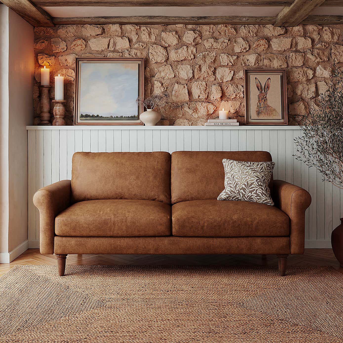 Maeve Compact Faux Leather 3 Seater Sofa