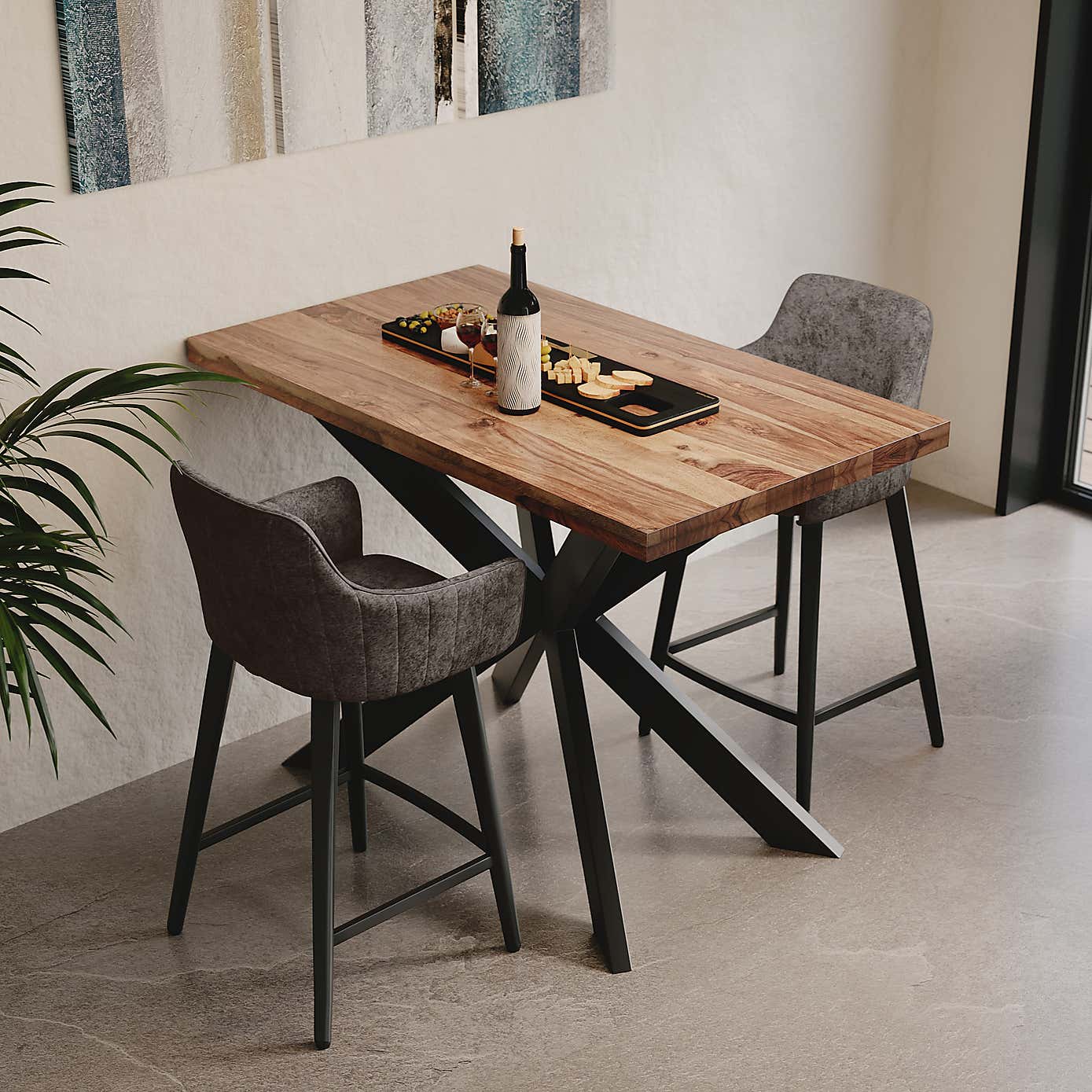 Indus Valley Logan 2 Seater Bar Table With 2 Logan Bar Stools