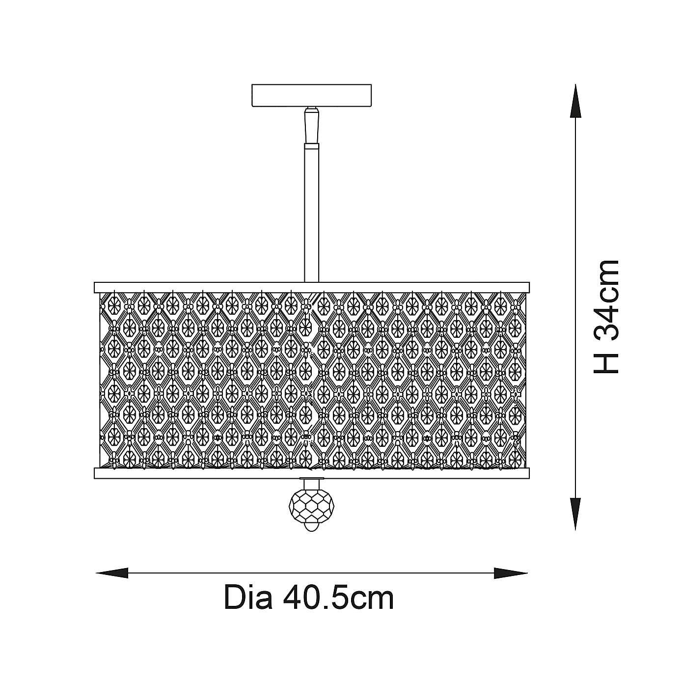 Crystal Hudson 3 Light Flush Ceiling Fitting