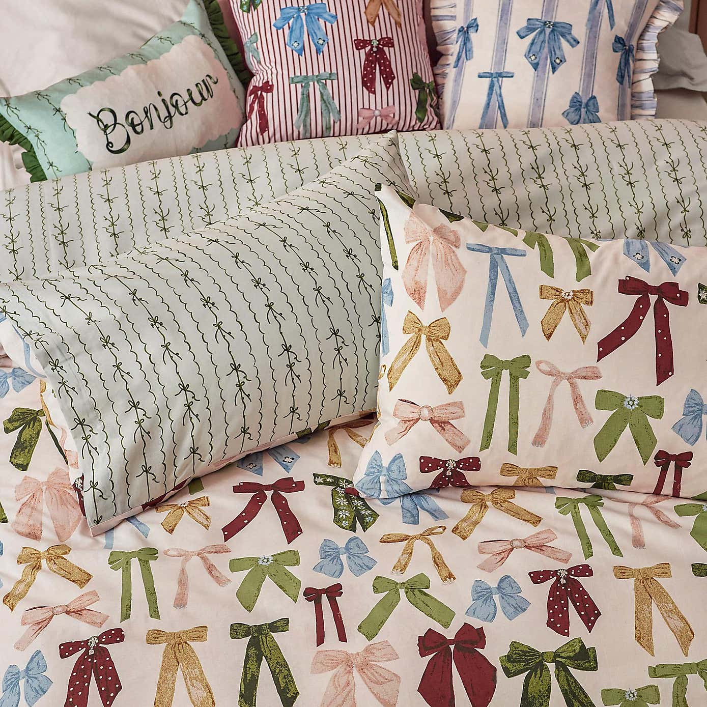 Furn Noortje Bows Reversible Duvet Cover and Pillowcase Set