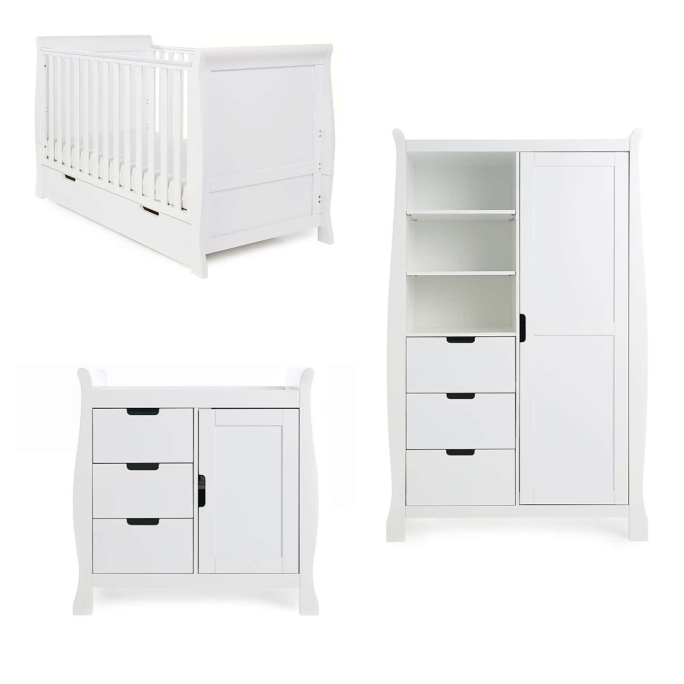 OBaby Stamford Classic 3 Piece Nursery Room Set, White