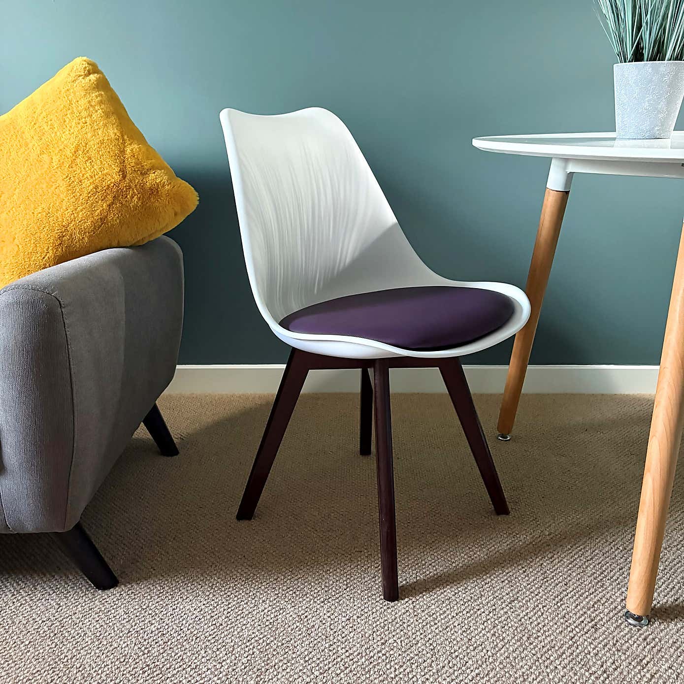 Fusion Living Soho White Plastic Dining Chair with Squared Legs