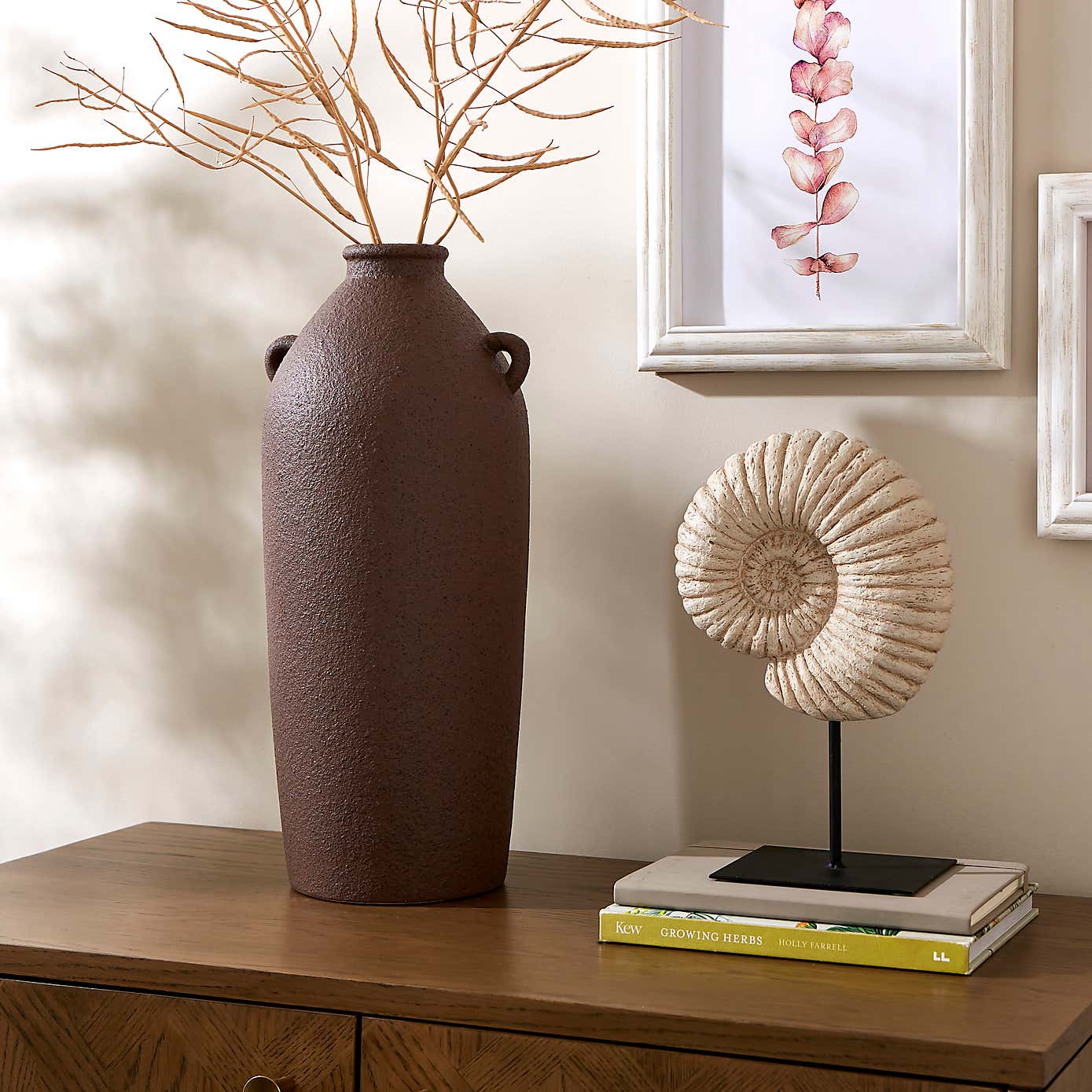 Tall Stone Bottle Vase with Handles