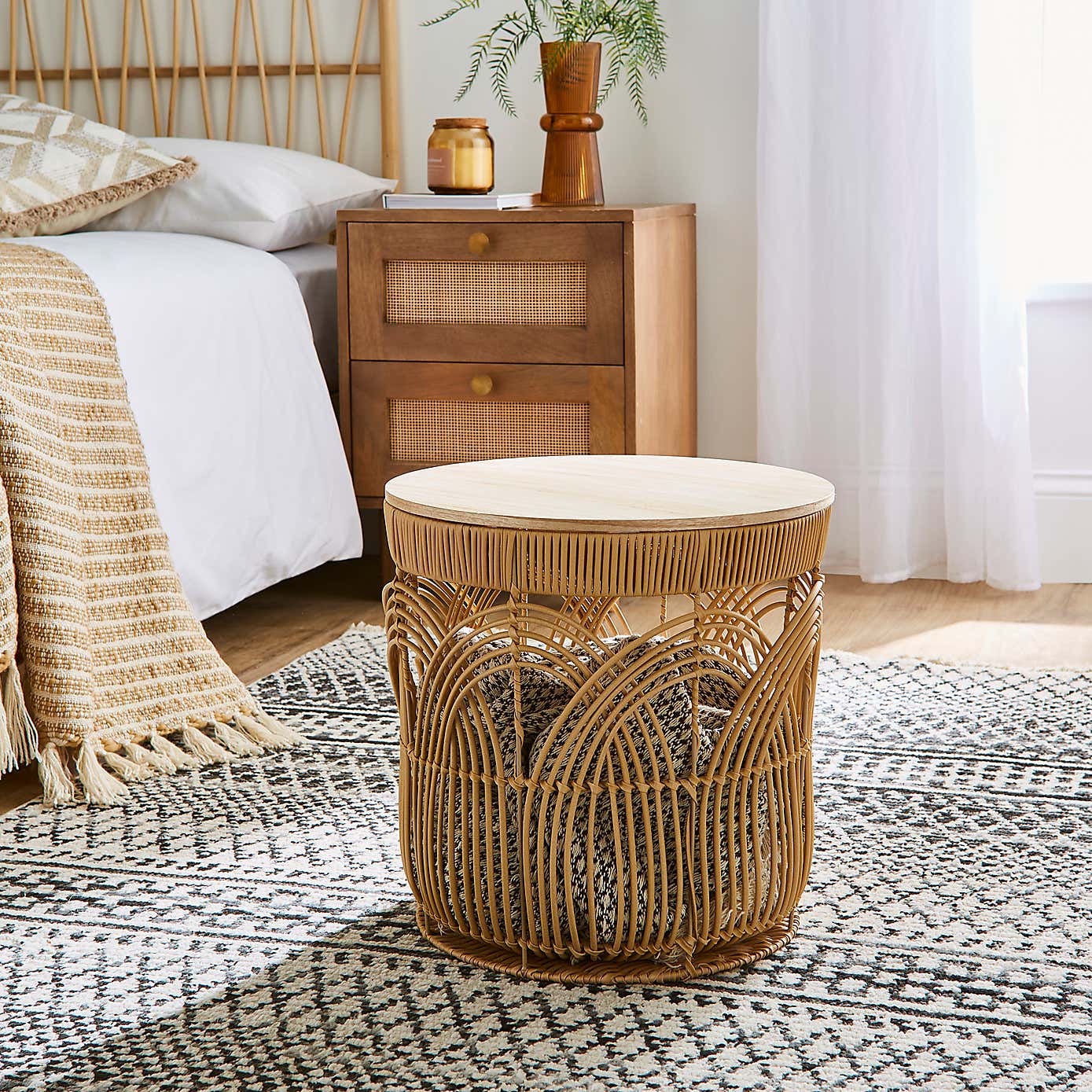 Faux Rattan Storage Basket with Lid