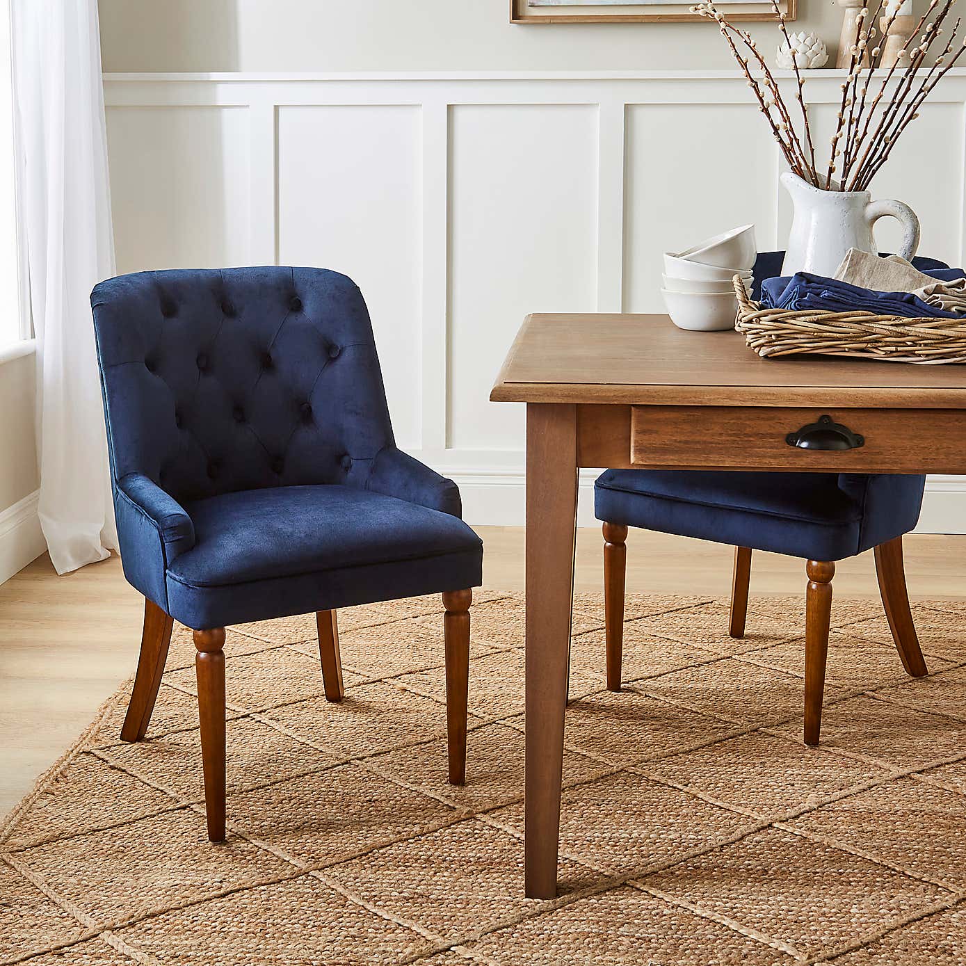 Beatrice Button Back Dining Chair, Velvet
