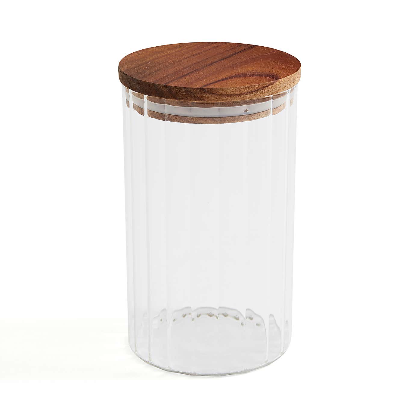 Acacia Ribbed Glass Jar