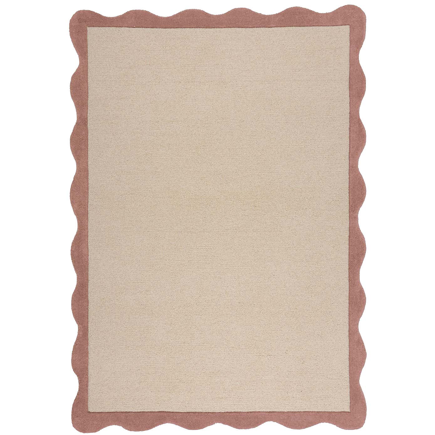 Bonnie Scallop Natural Border Wool Rug