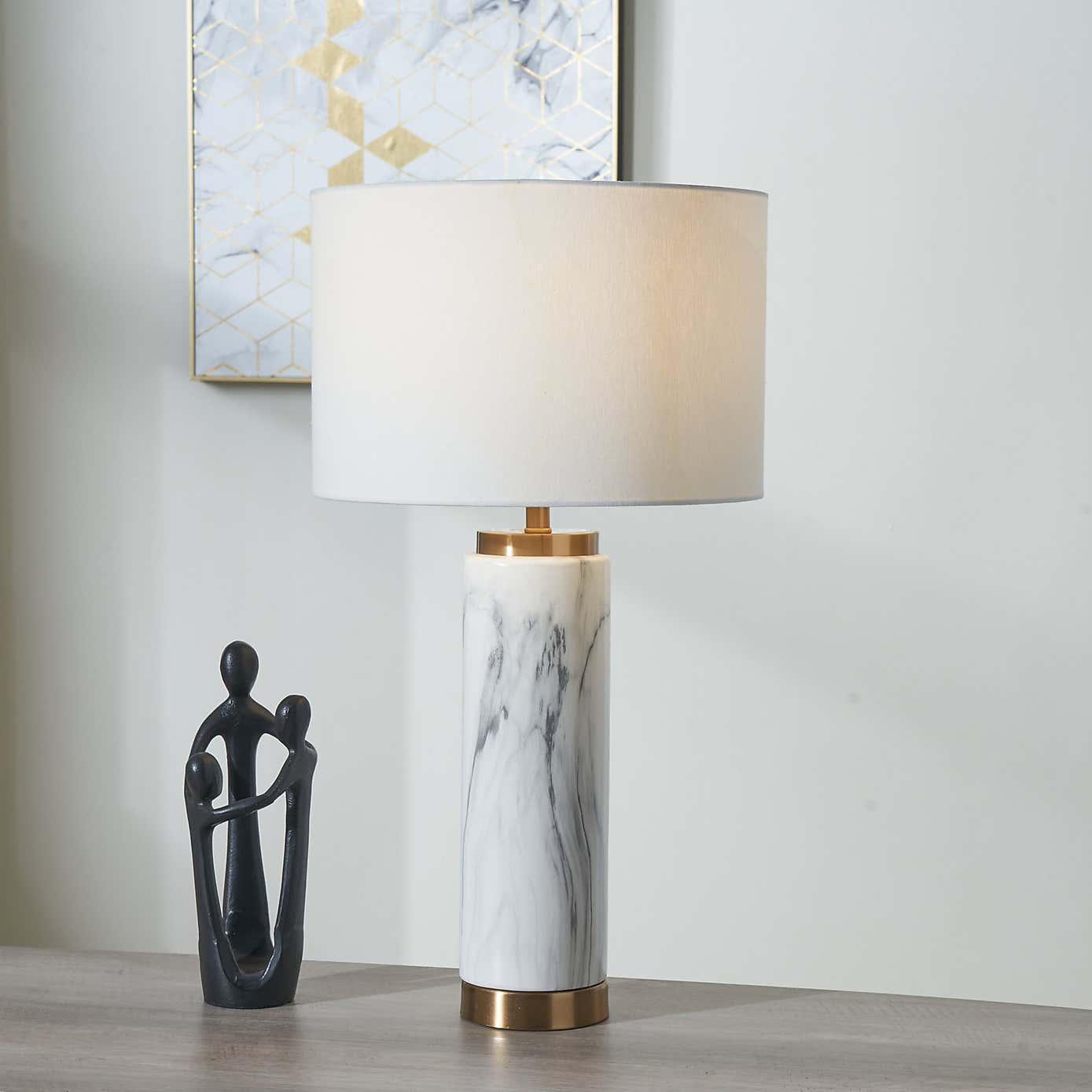Pacific Lifestyle Carrara Table Lamp Marble Effect