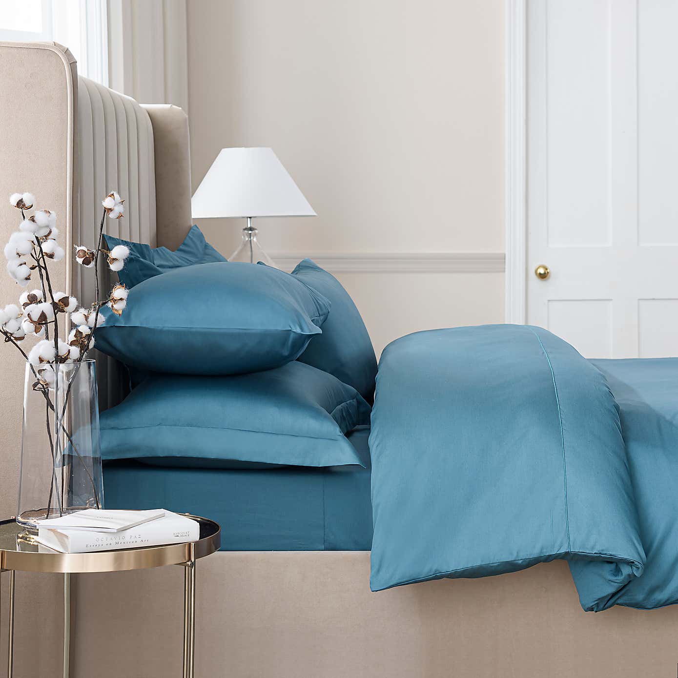 Dorma 300 Thread Count 100% Cotton Sateen Plain Cuffed Pillowcase