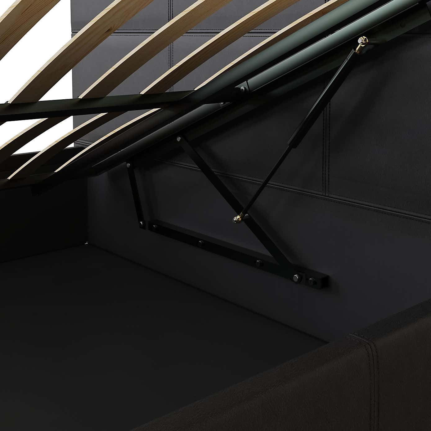 Side Lift Ottoman Bed Frame, Faux Leather