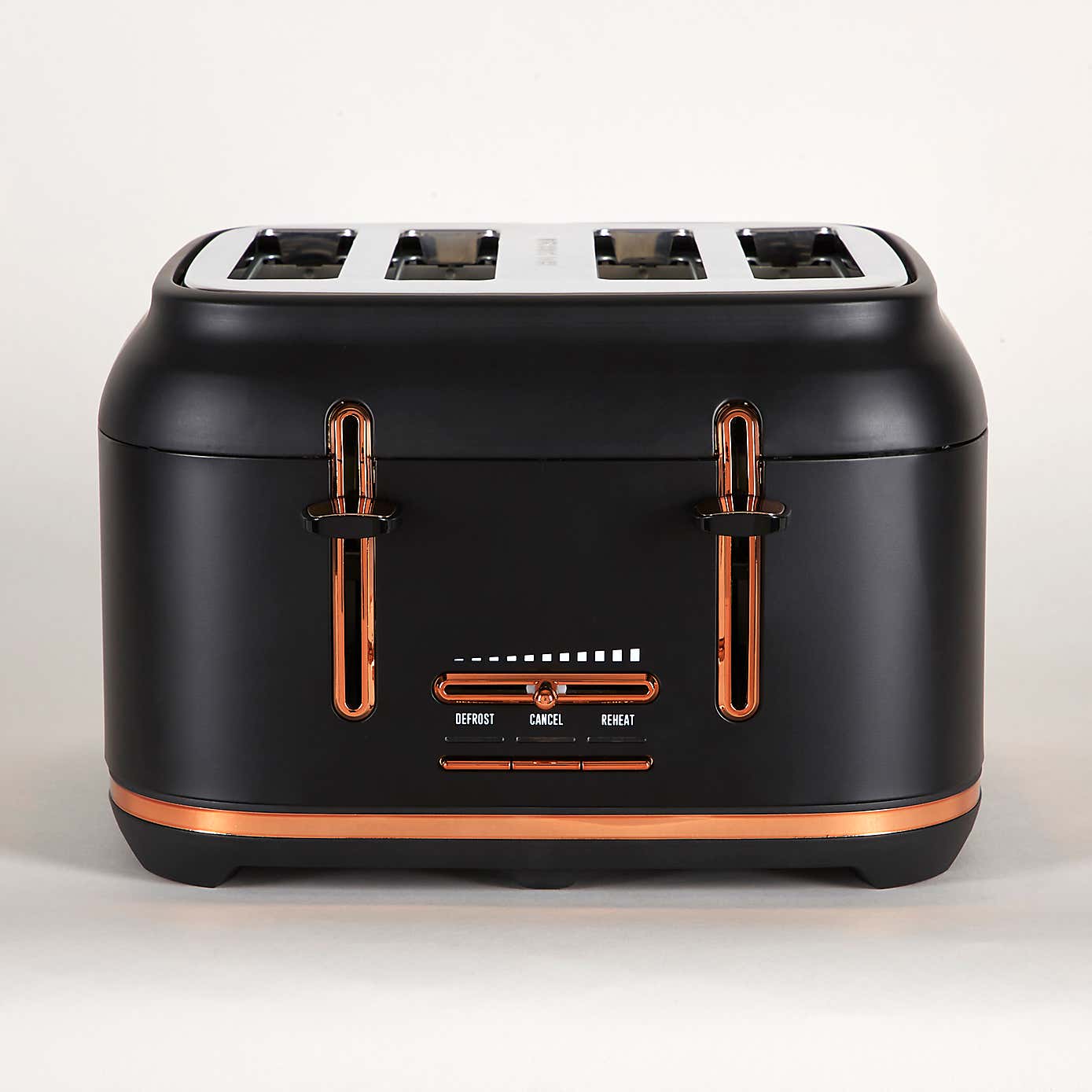 Dunelm 4 Slice Matt Black & Copper Toaster
